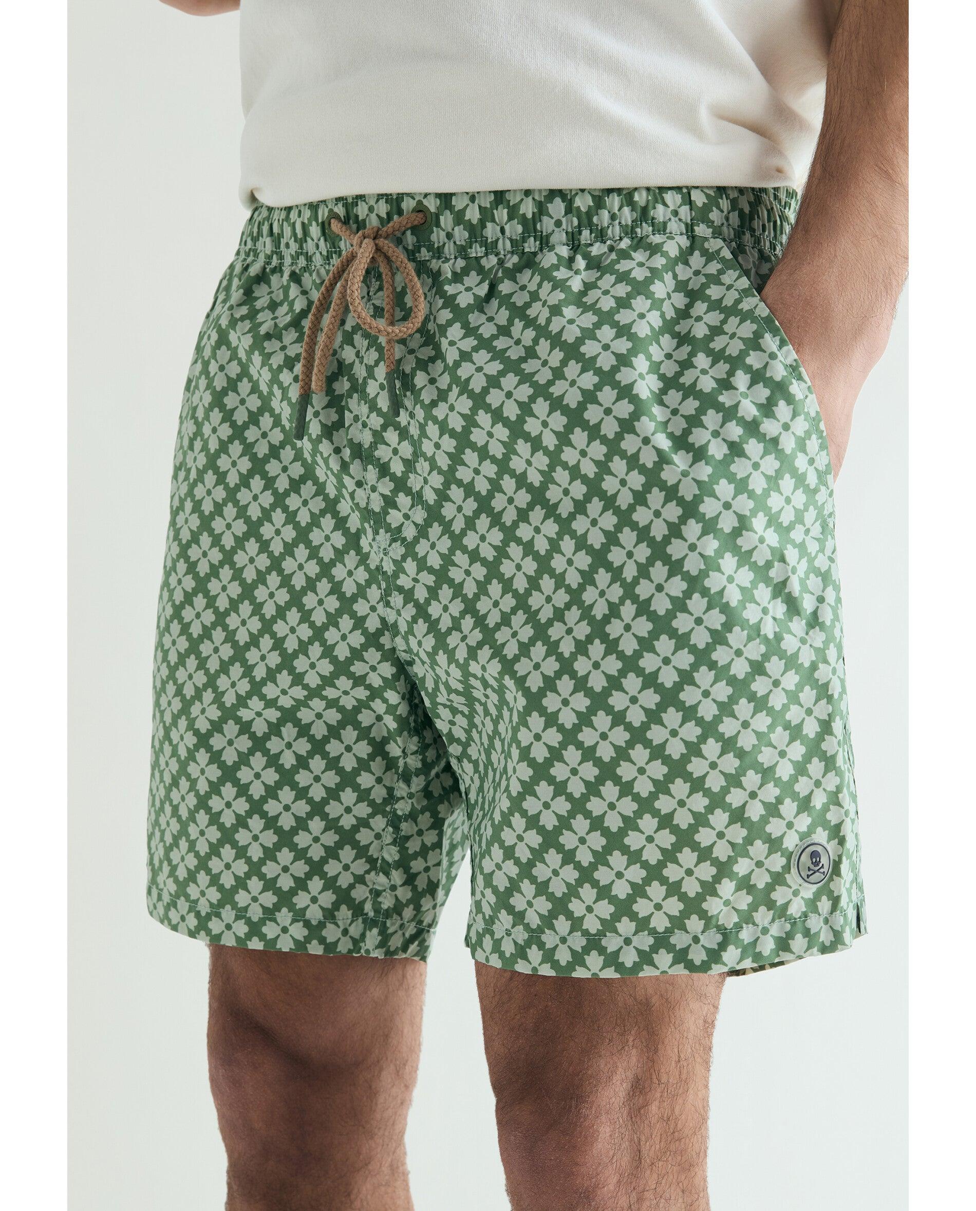 Fato de Banho Estampado com Bolso Posterior Verde-2
