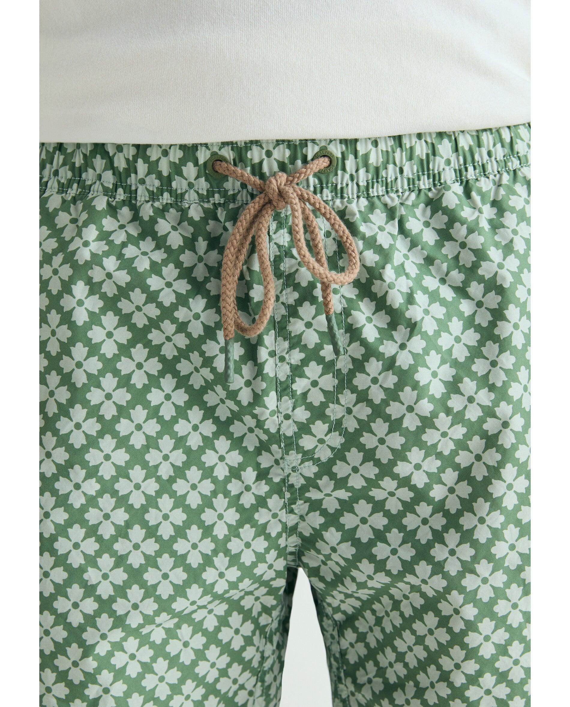 Fato de Banho Estampado com Bolso Posterior Verde-4