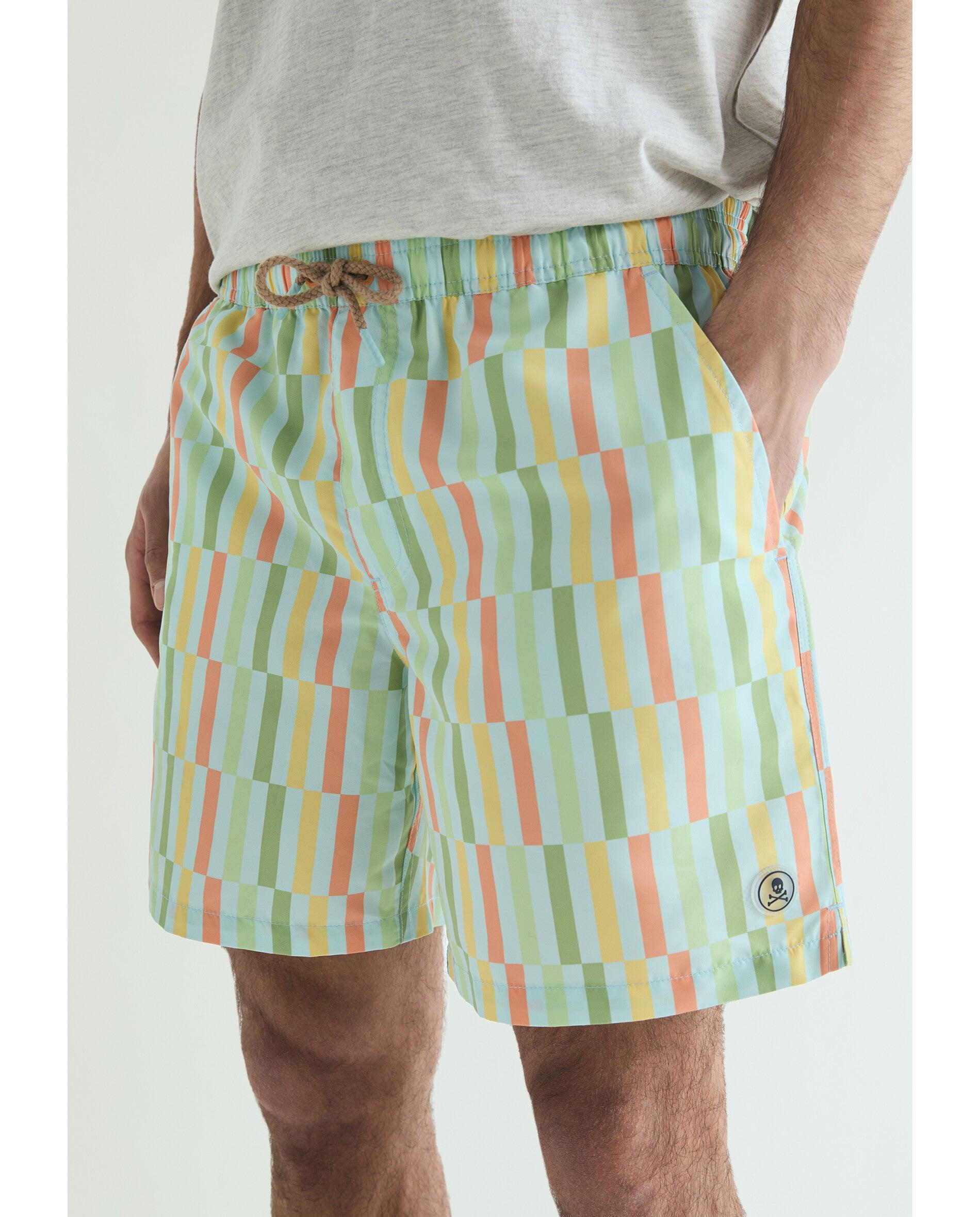 Fato de Banho Estampado com Bolso Posterior Verde Água-2