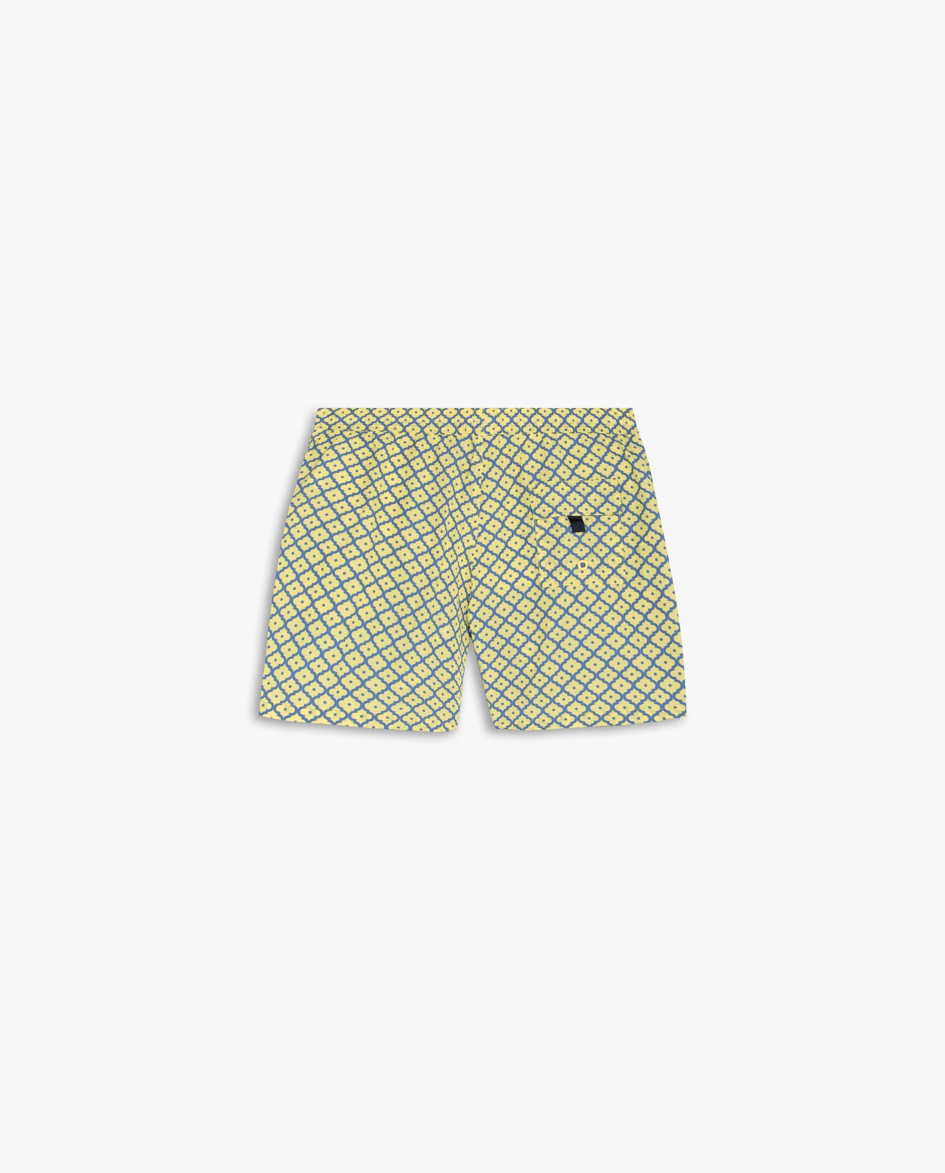 Fato de Banho Bermuda Estampado com Bolso Posterior Amarelo-6