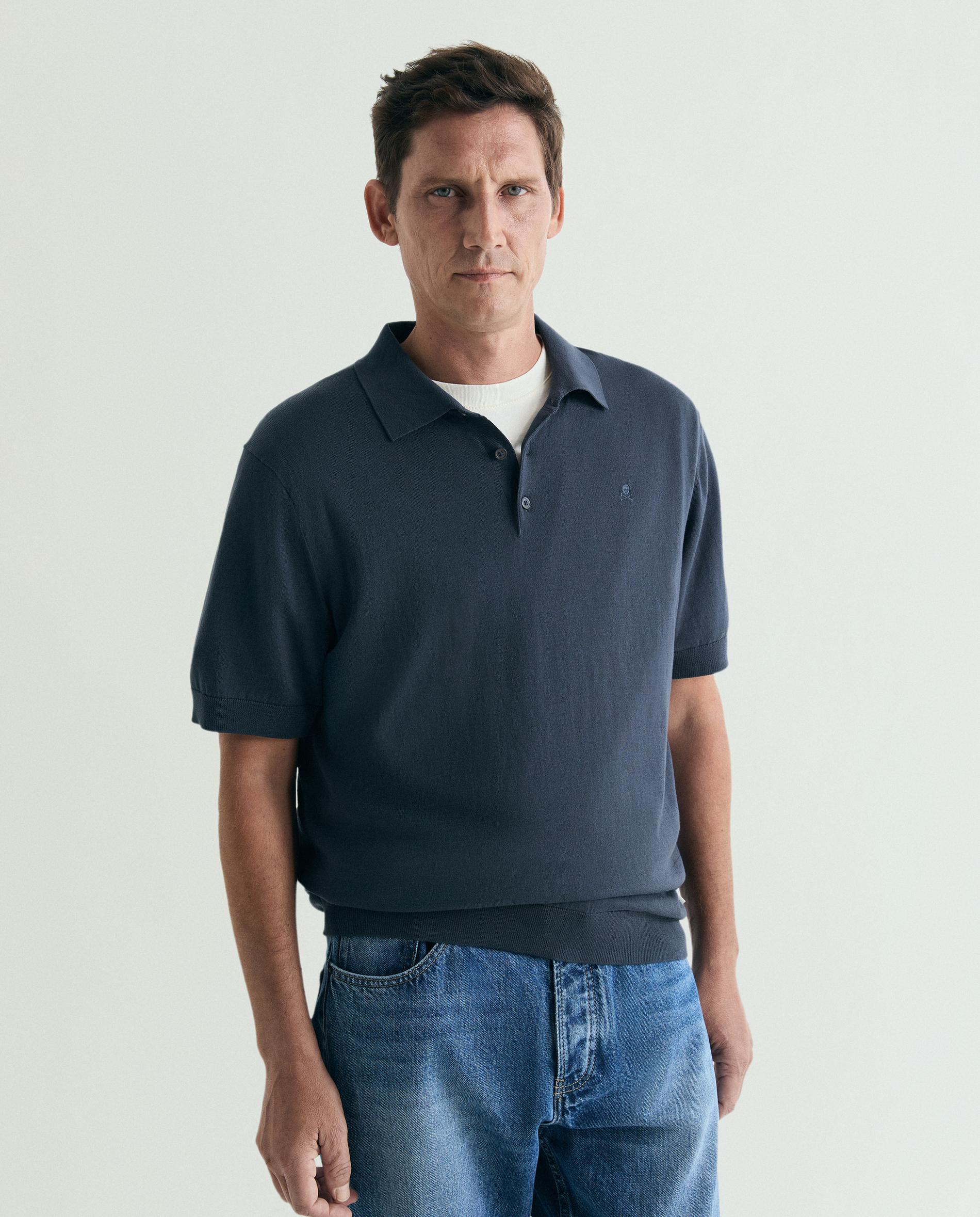 Polo de Manga Curta Regular Fit Navy-1