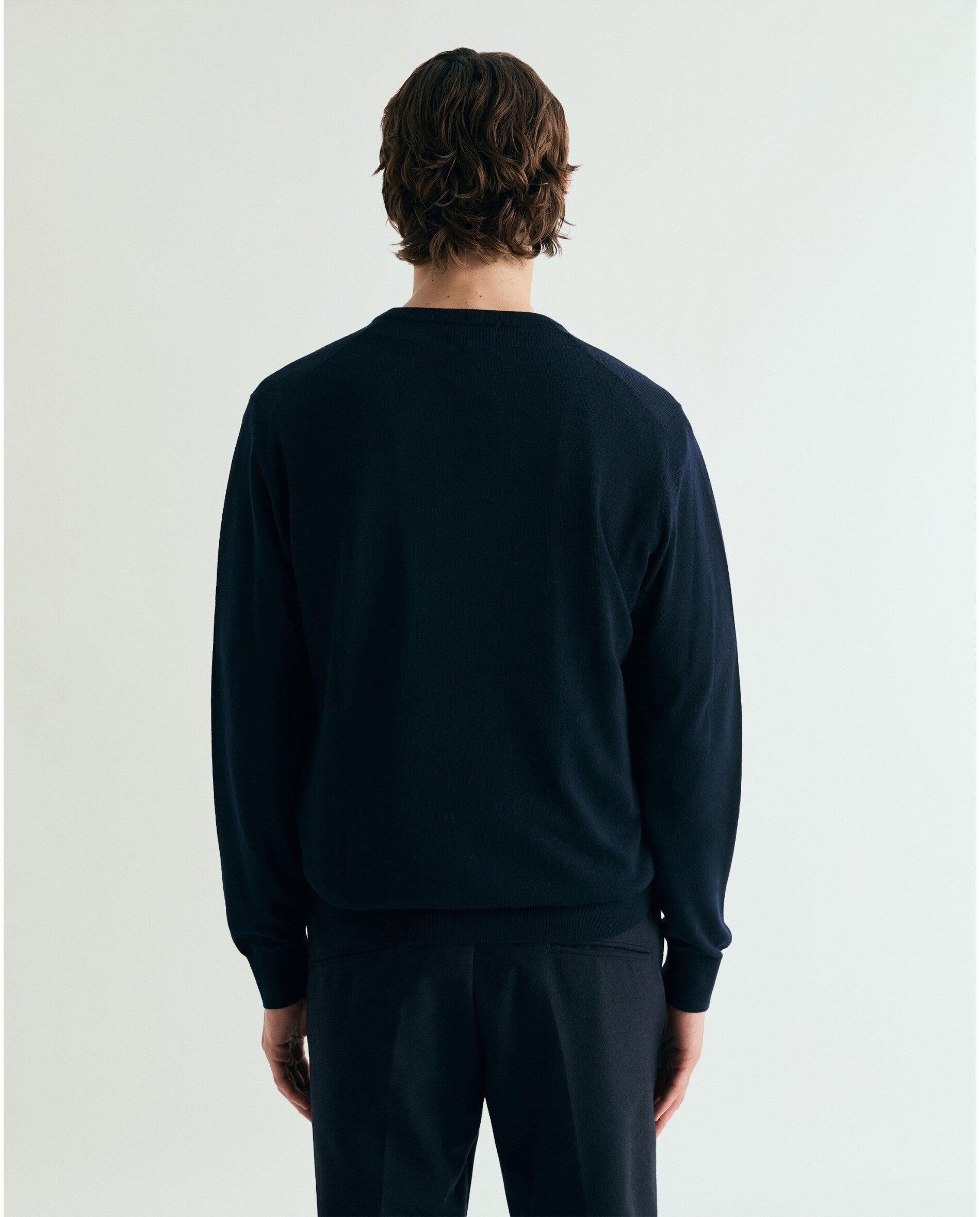 Camisola de Lã Merino com Gola Redonda Navy-2