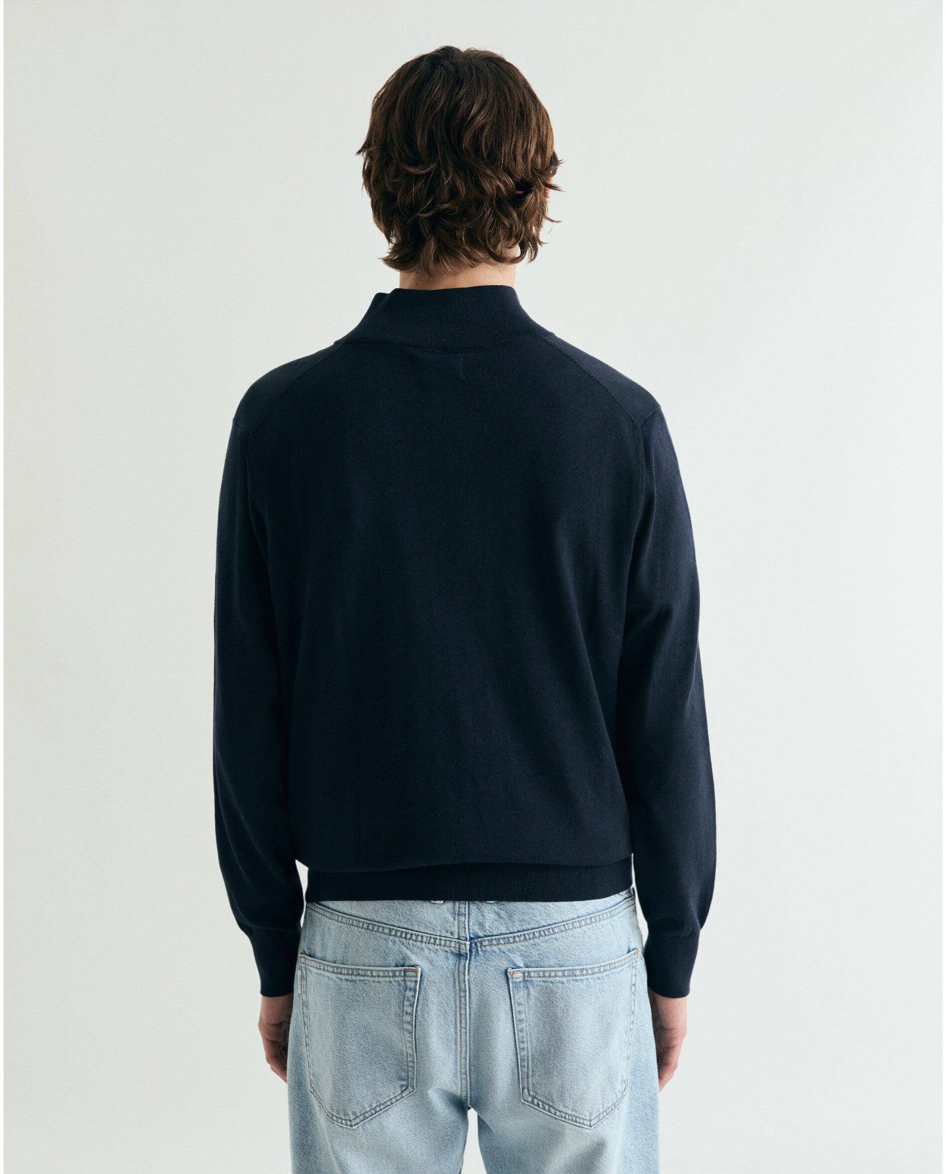 Camisola com Fecho Zip na Gola Navy-2