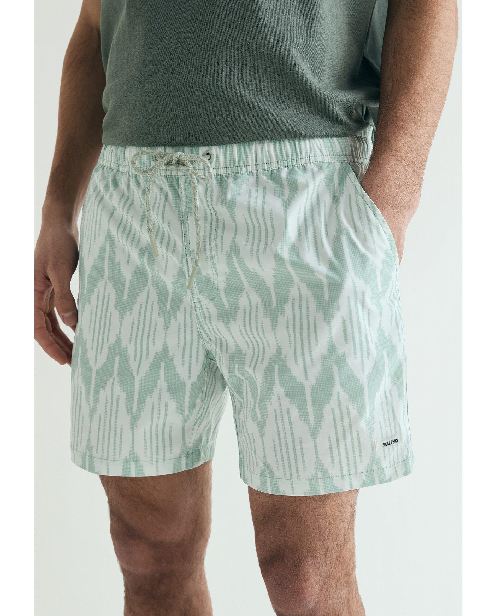 Fato de Banho Estampado com Bolso Posterior Verde-menta-2