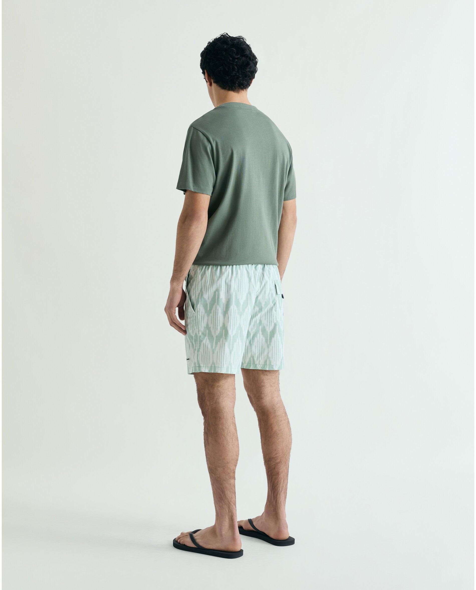 Fato de Banho Estampado com Bolso Posterior Verde-menta-3