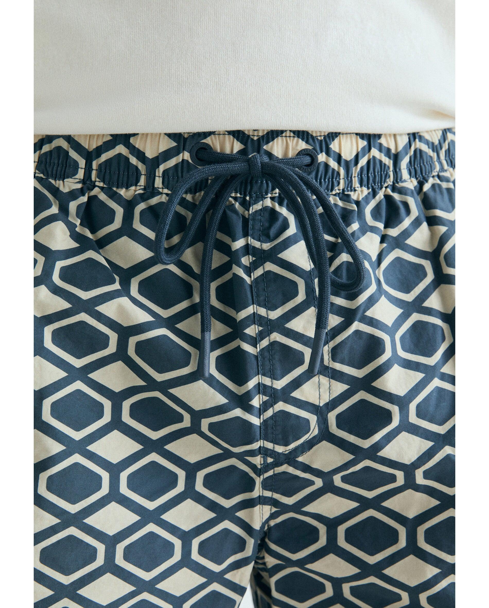 Fato de Banho Bermuda Estampado com Bolso Posterior Navy-4