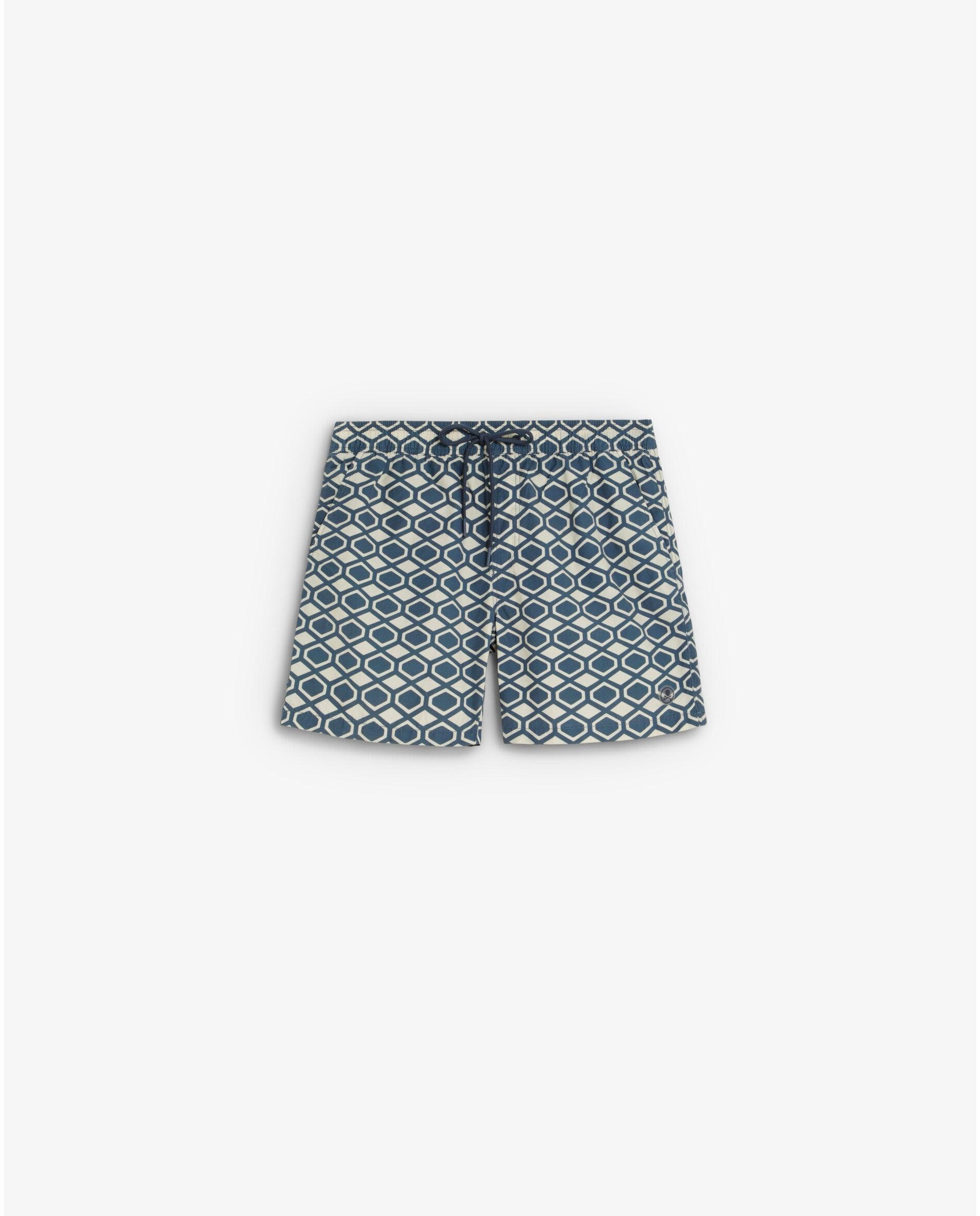 Fato de Banho Bermuda Estampado com Bolso Posterior Navy-5