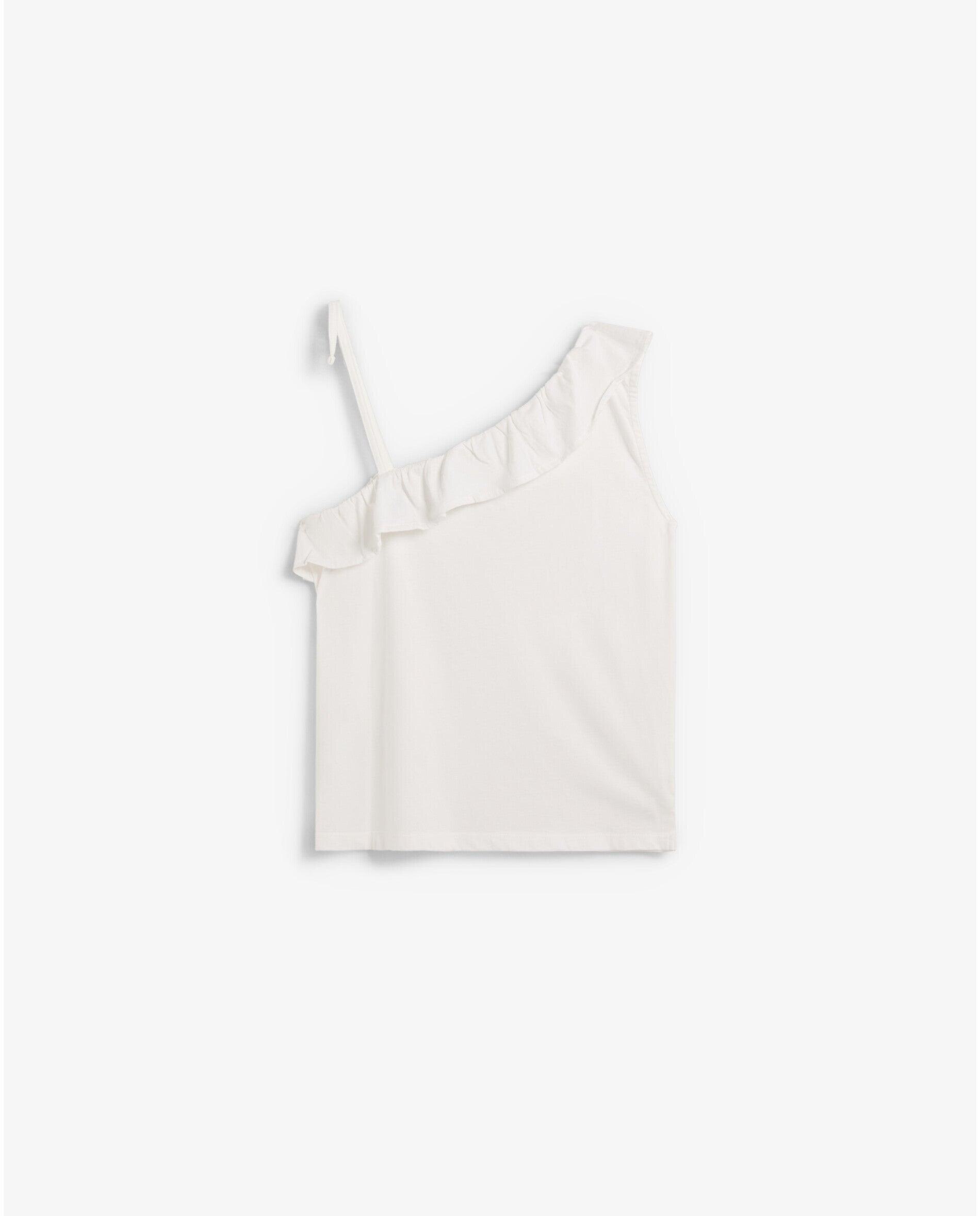 T-shirt Infantil Assimétrica com Folho Branco-2