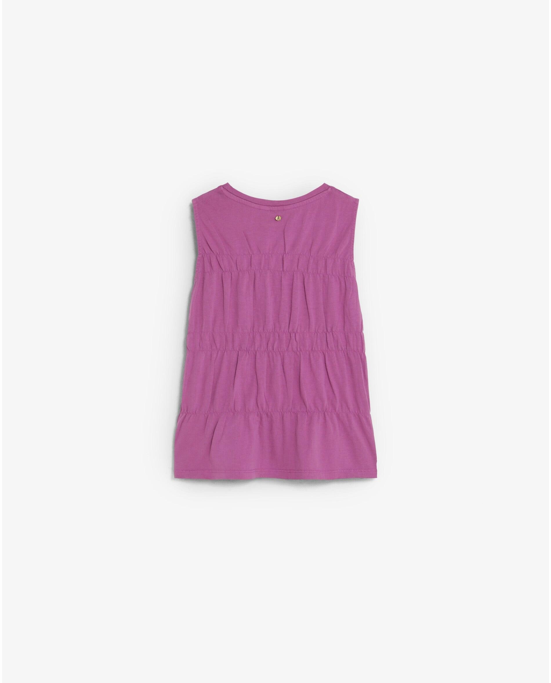 T-shirt Infantil Franzida sem Mangas Malva-2