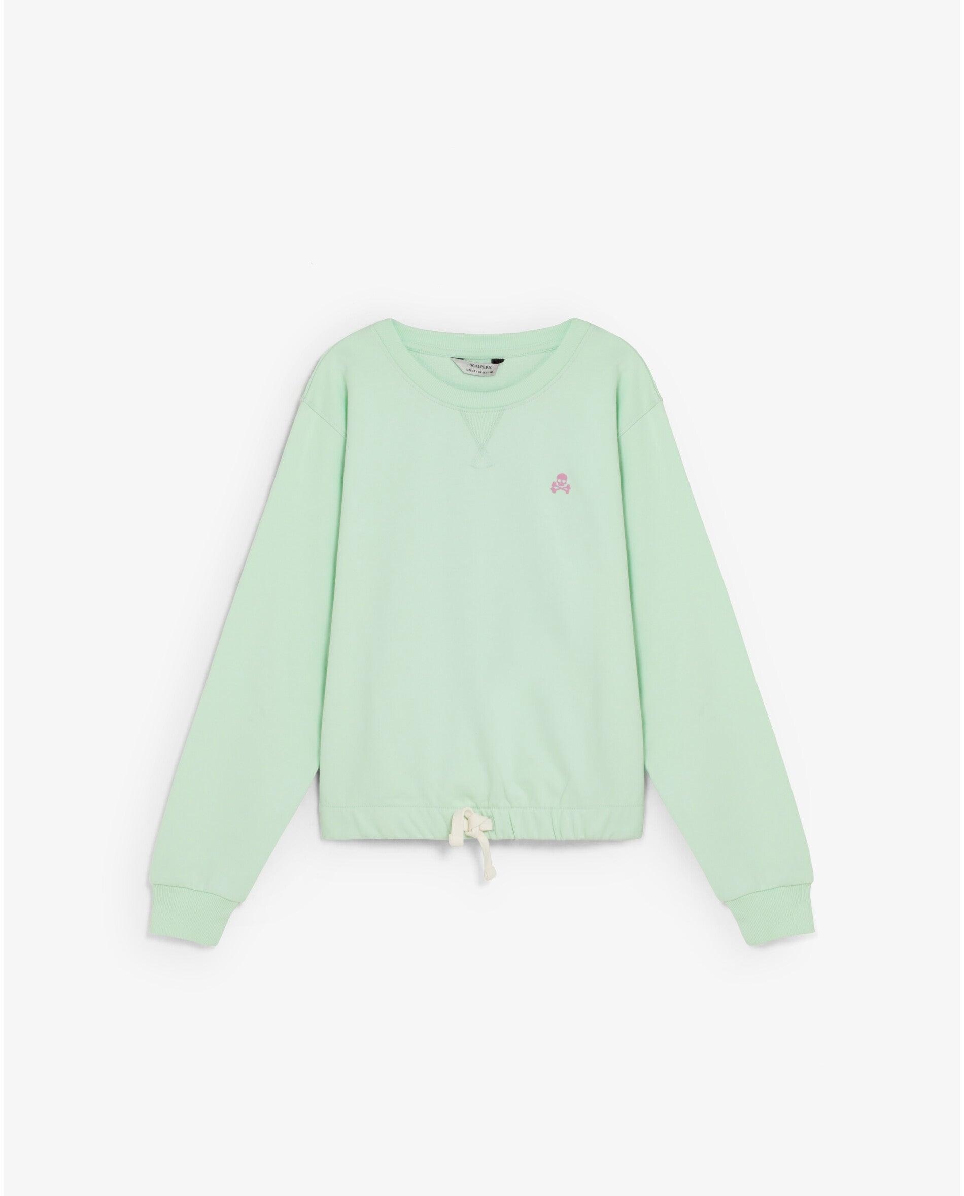 Sweatshirt sem Capuz Infantil com Print Posterior e Bainha Ajustável Scalpers Verde Água-1