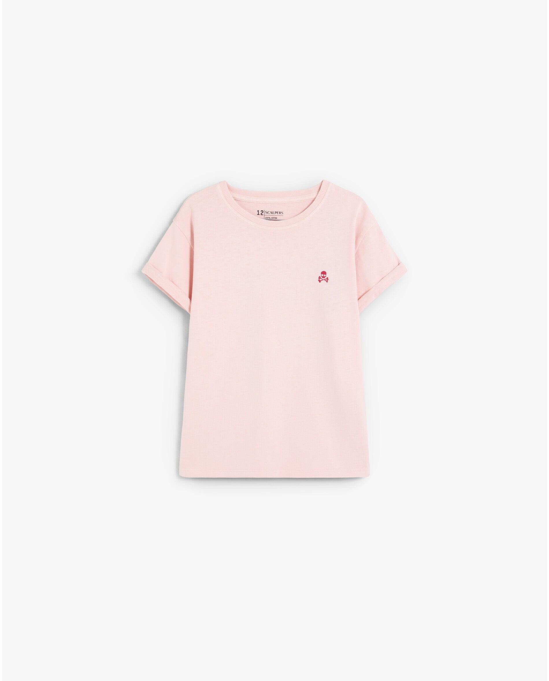 T-shirt Infantil de Manga Curta com Gráfico Posterior Scalpers Rosa-claro-5