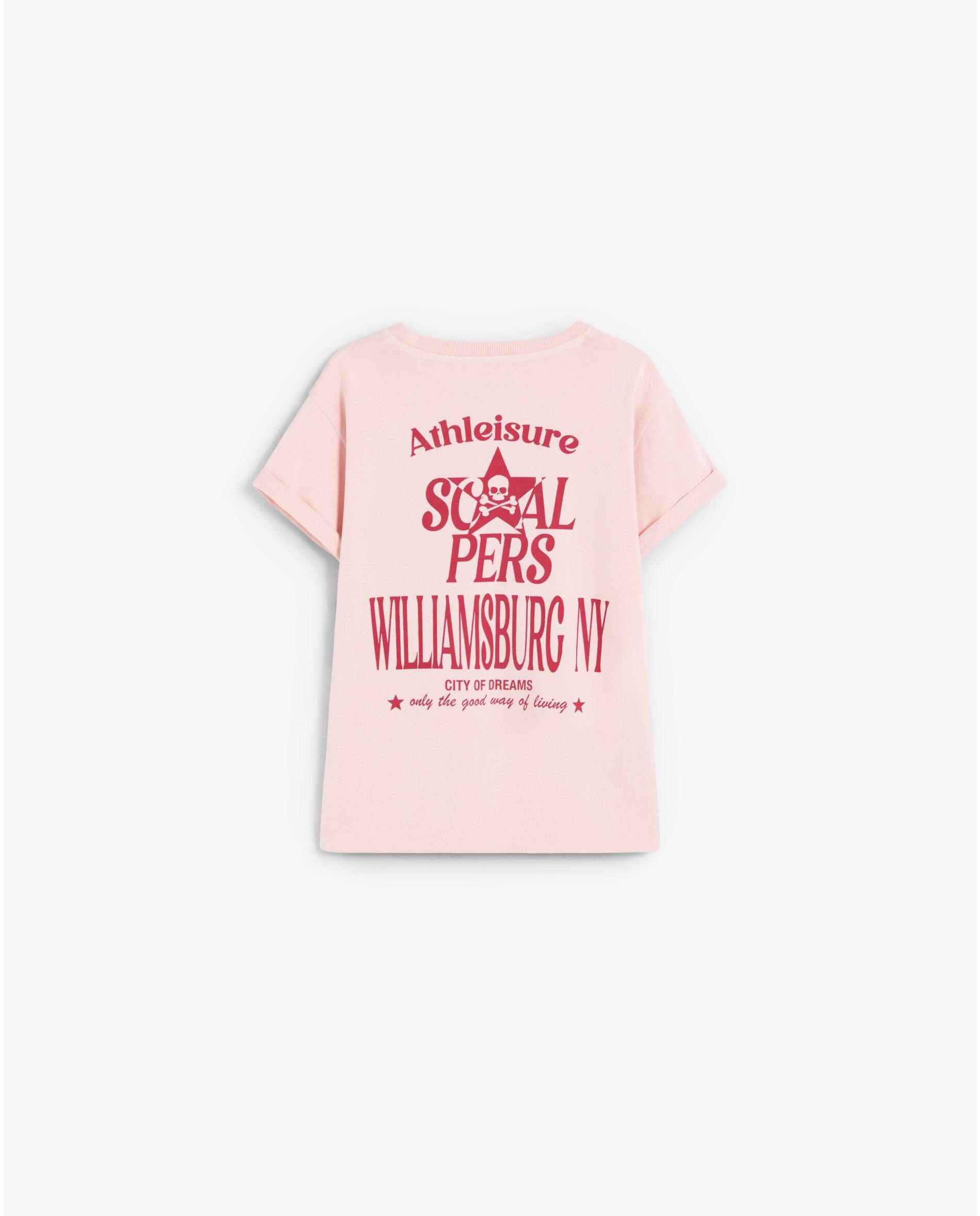 T-shirt Infantil de Manga Curta com Gráfico Posterior Scalpers Rosa-claro-6