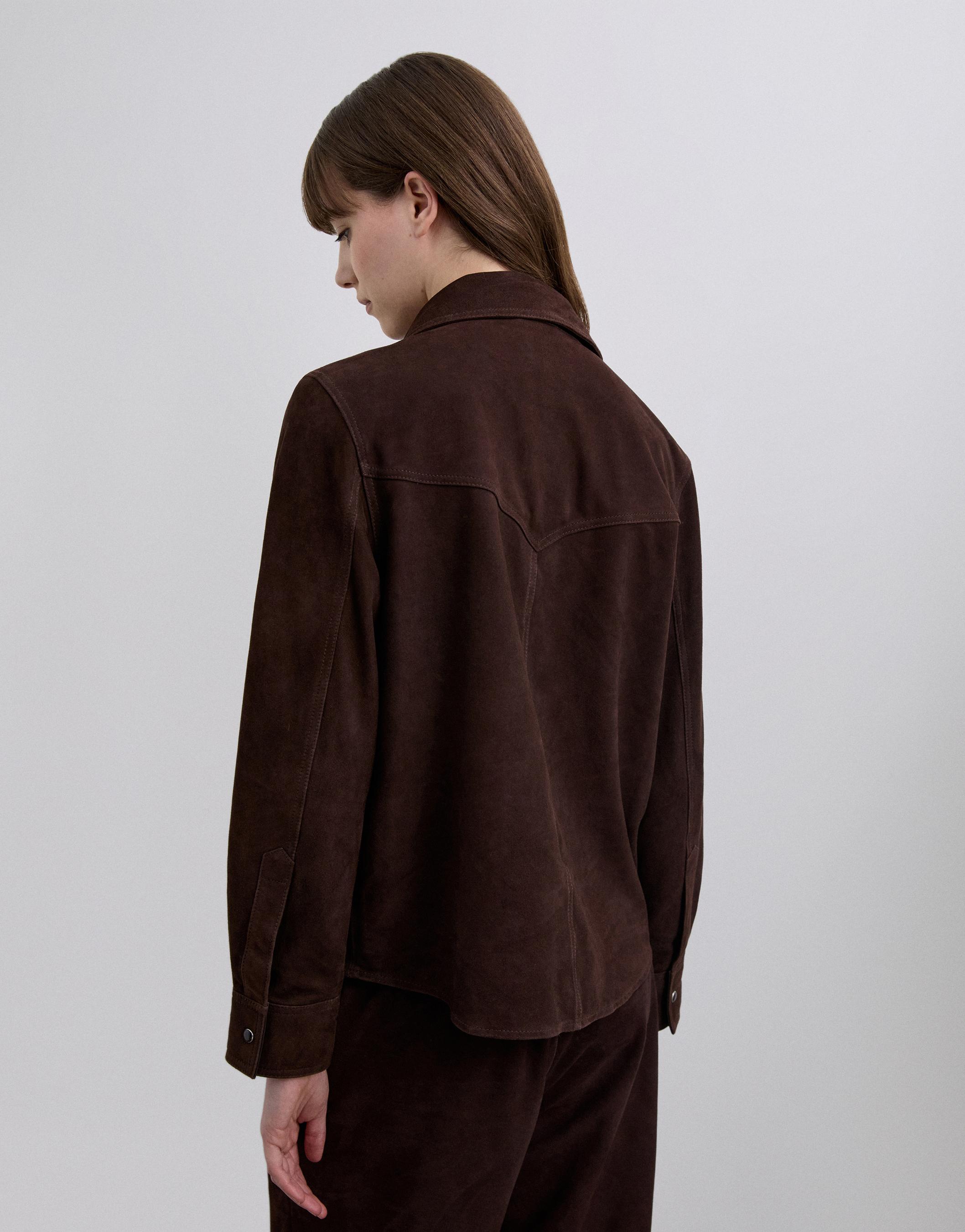 Sobrecamisa de Pele com Tachas Castanho-escuro-3