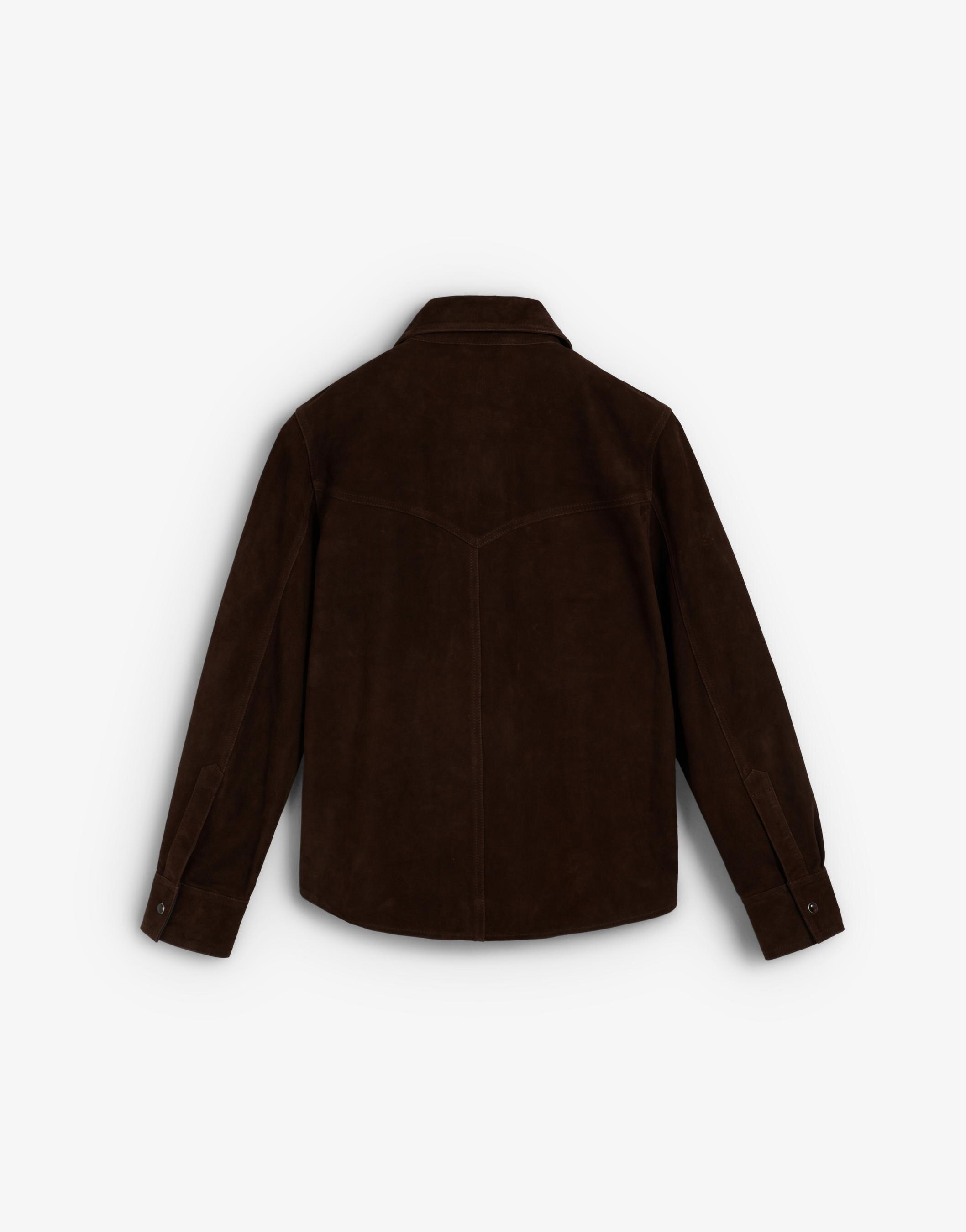 Sobrecamisa de Pele com Tachas Castanho-escuro-6