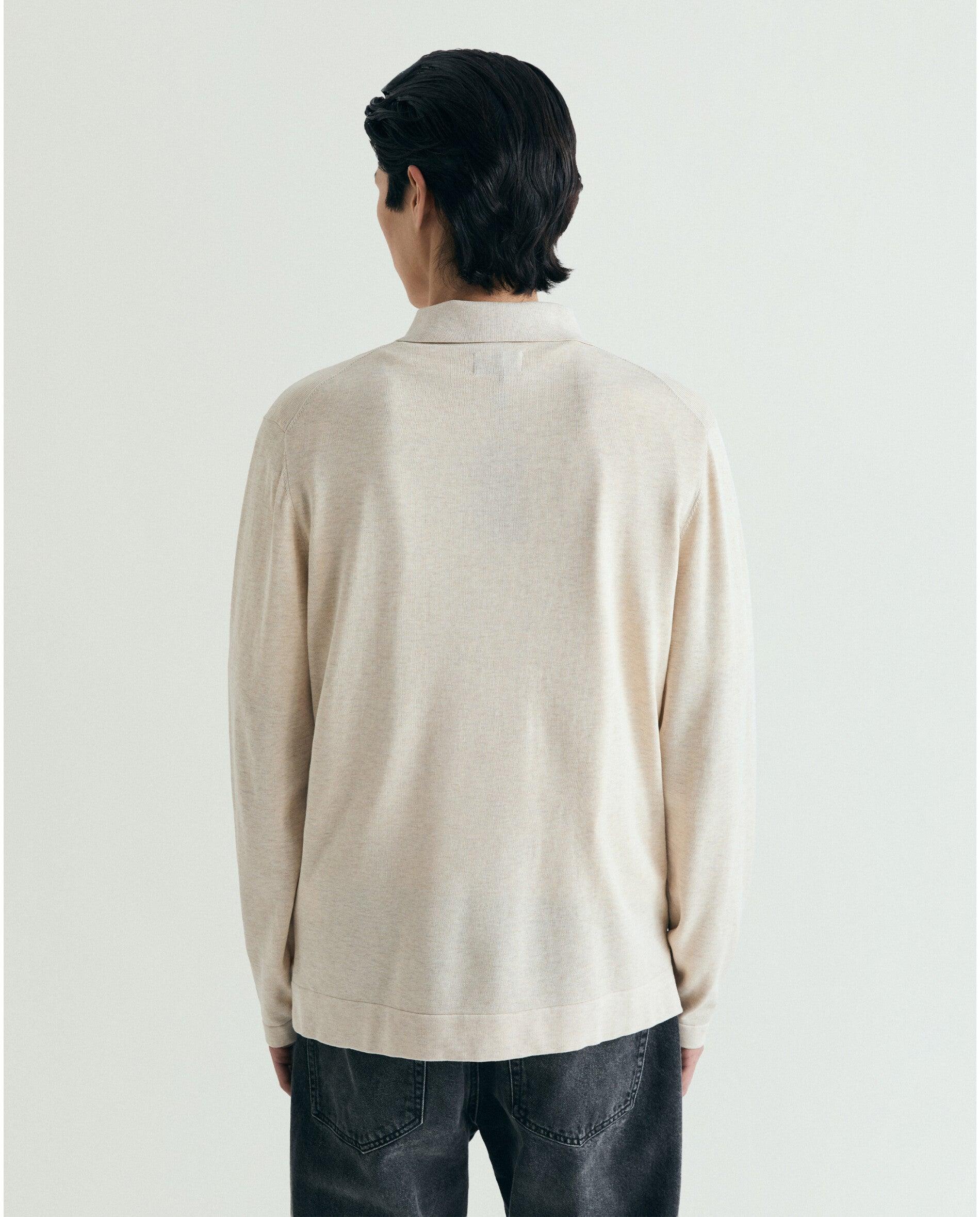 Cardigan com Gola Polo e Fecho de Botões Creme-2