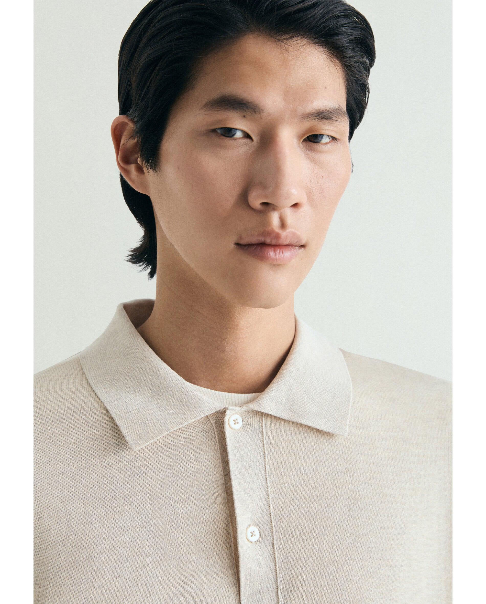Cardigan com Gola Polo e Fecho de Botões Creme-4