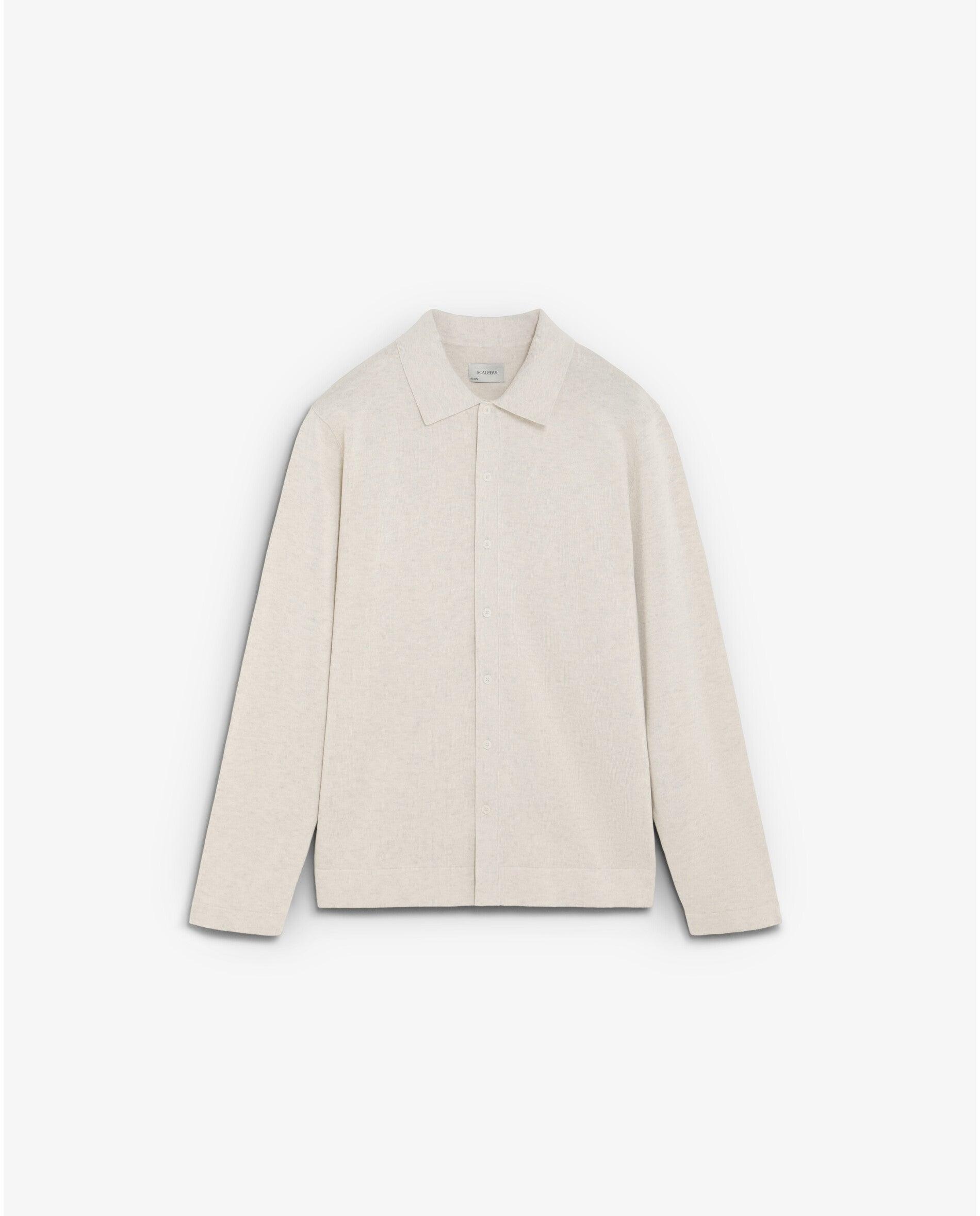 Cardigan com Gola Polo e Fecho de Botões Creme-7