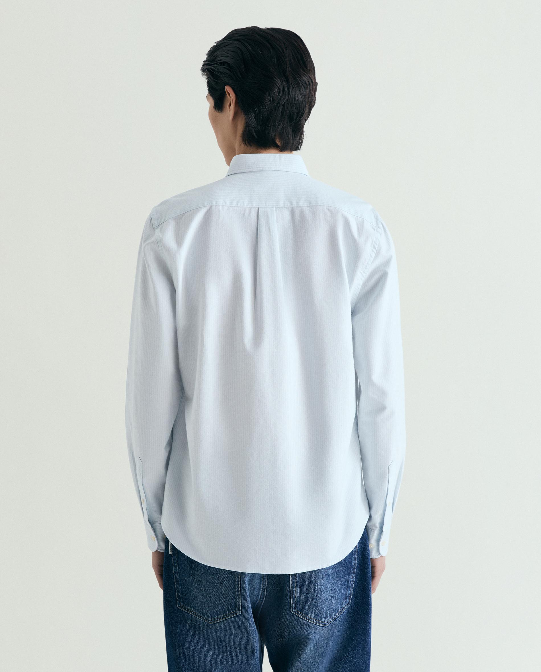 Camisa Oxford Regular Às Riscas Azul-2