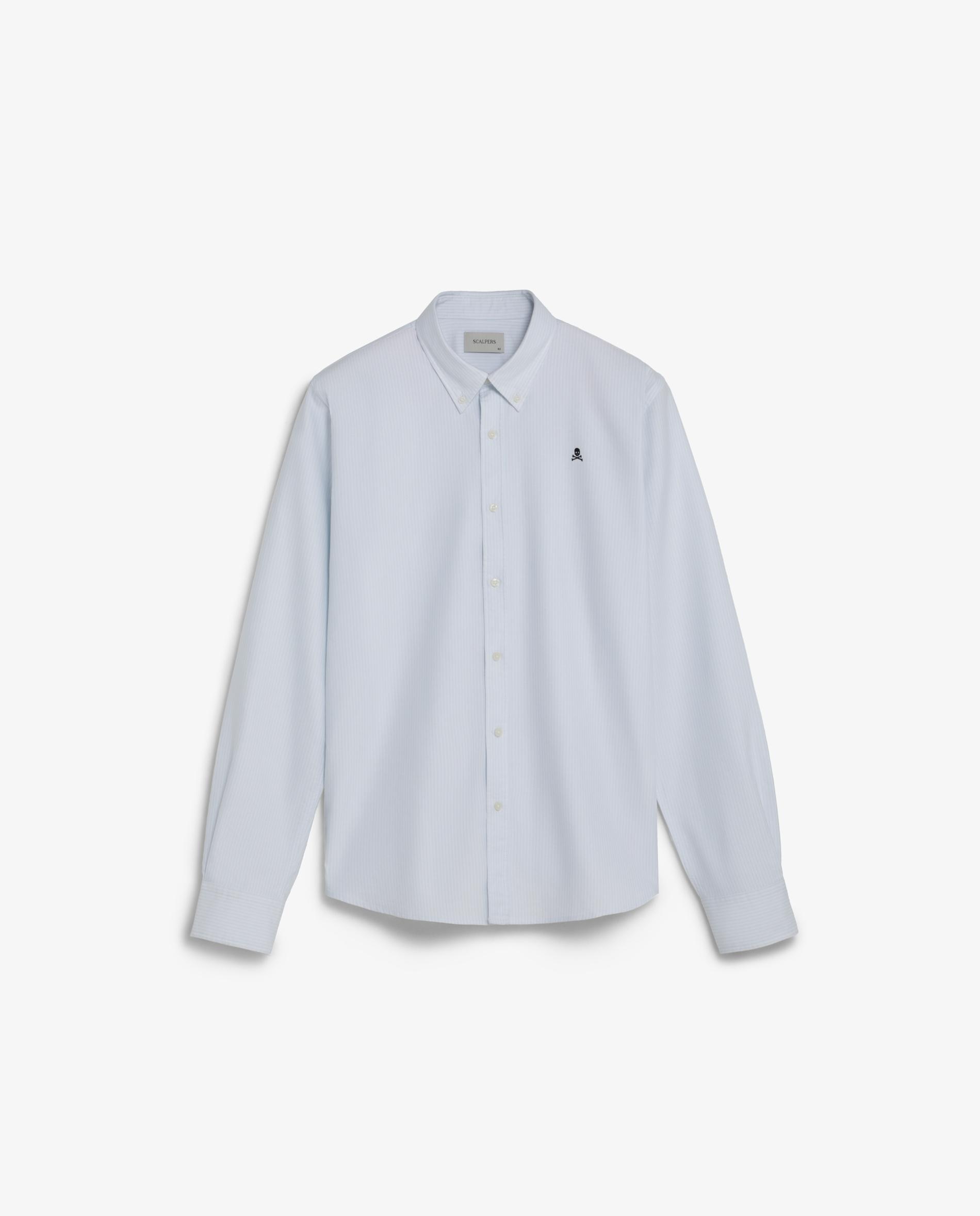 Camisa Oxford Regular Às Riscas Azul-5