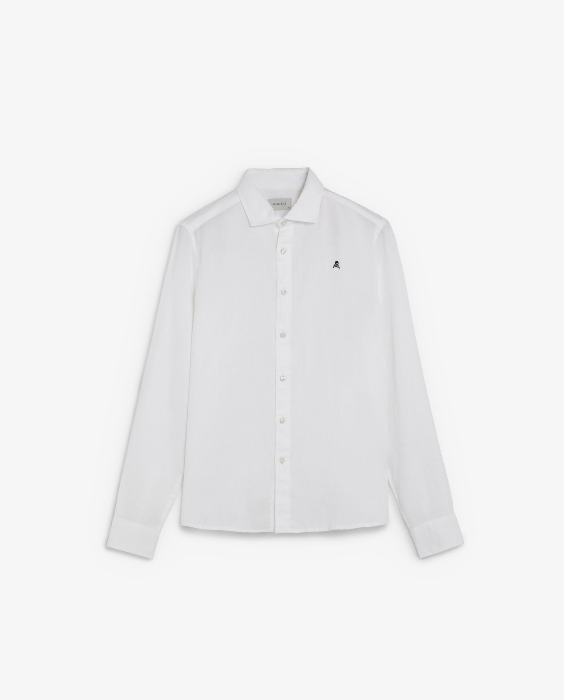 Camisa de Linho Regular Fit Lisa Branco-5
