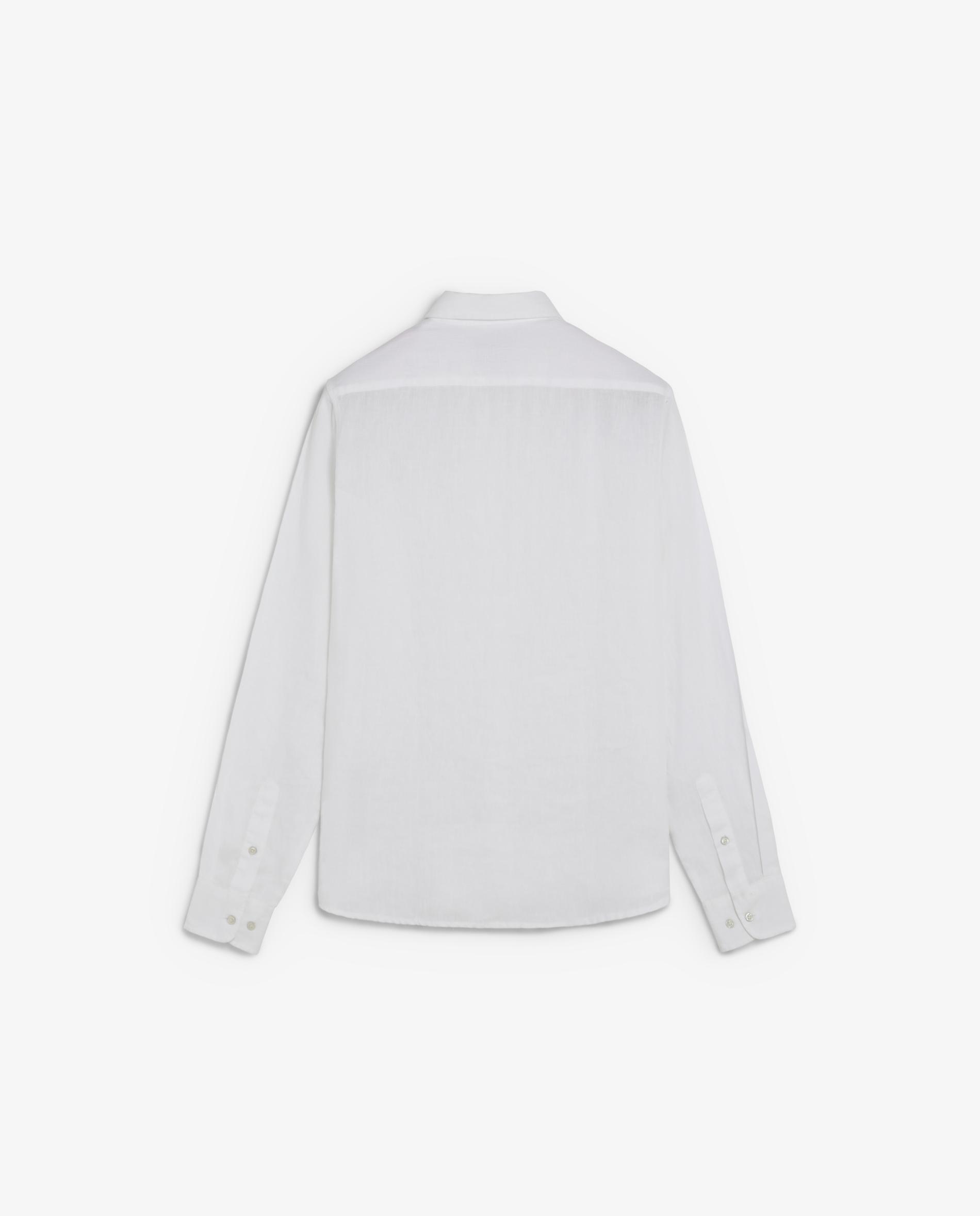 Camisa de Linho Regular Fit Lisa Branco-6
