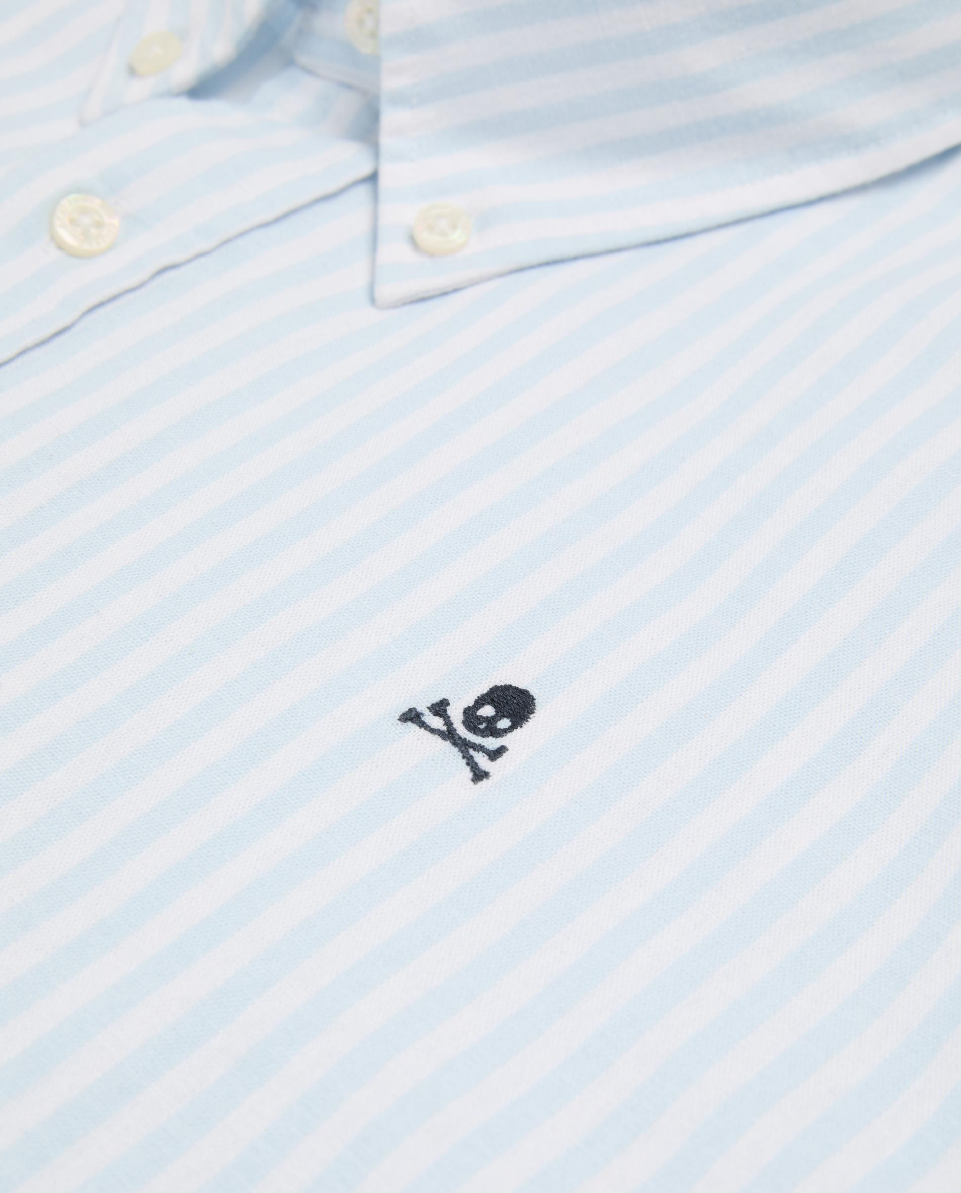 Camisa Às Riscas de Manga Comprida Azul-5