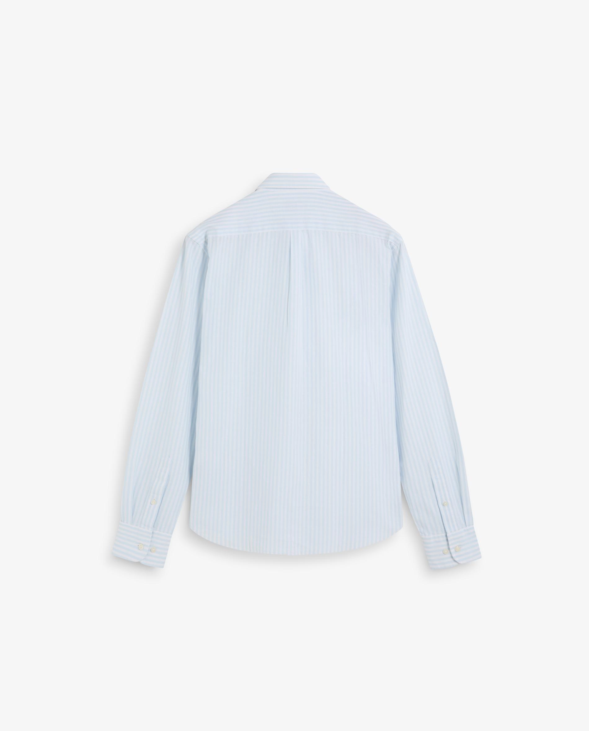 Camisa Às Riscas de Manga Comprida Azul-6