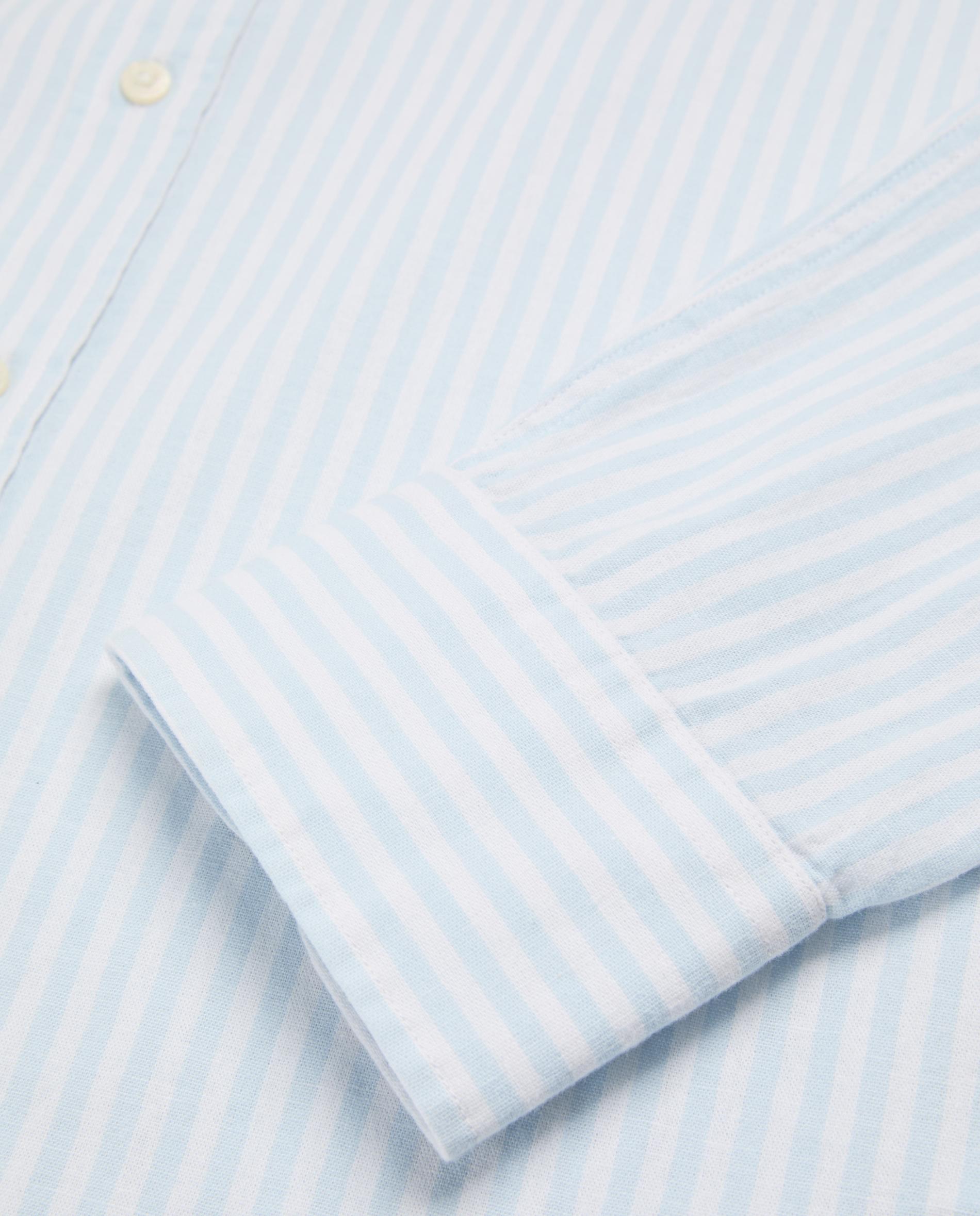Camisa Às Riscas de Manga Comprida Azul-7