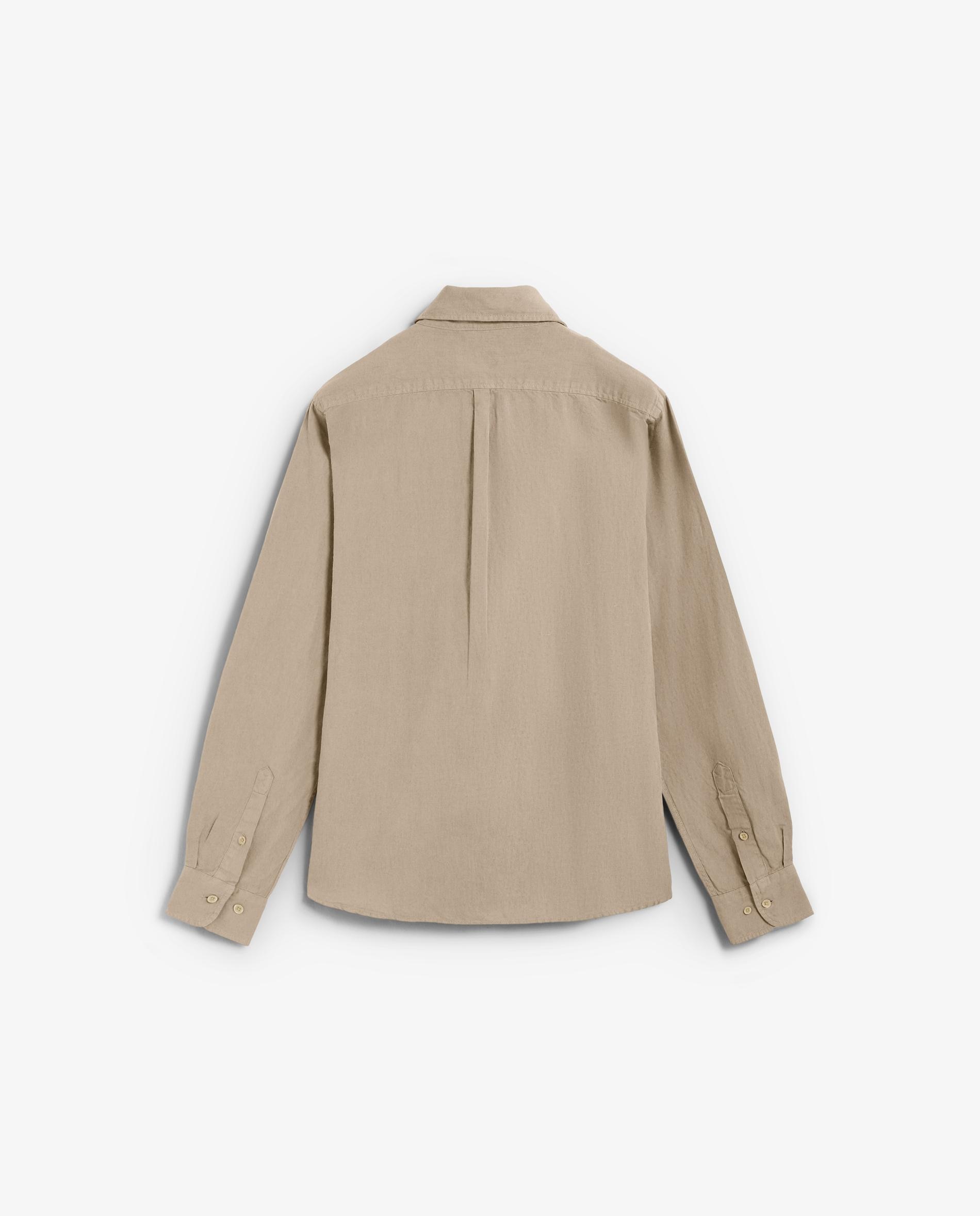 Camisa Regular Fit de Manga Comprida Lisa Taupe-5