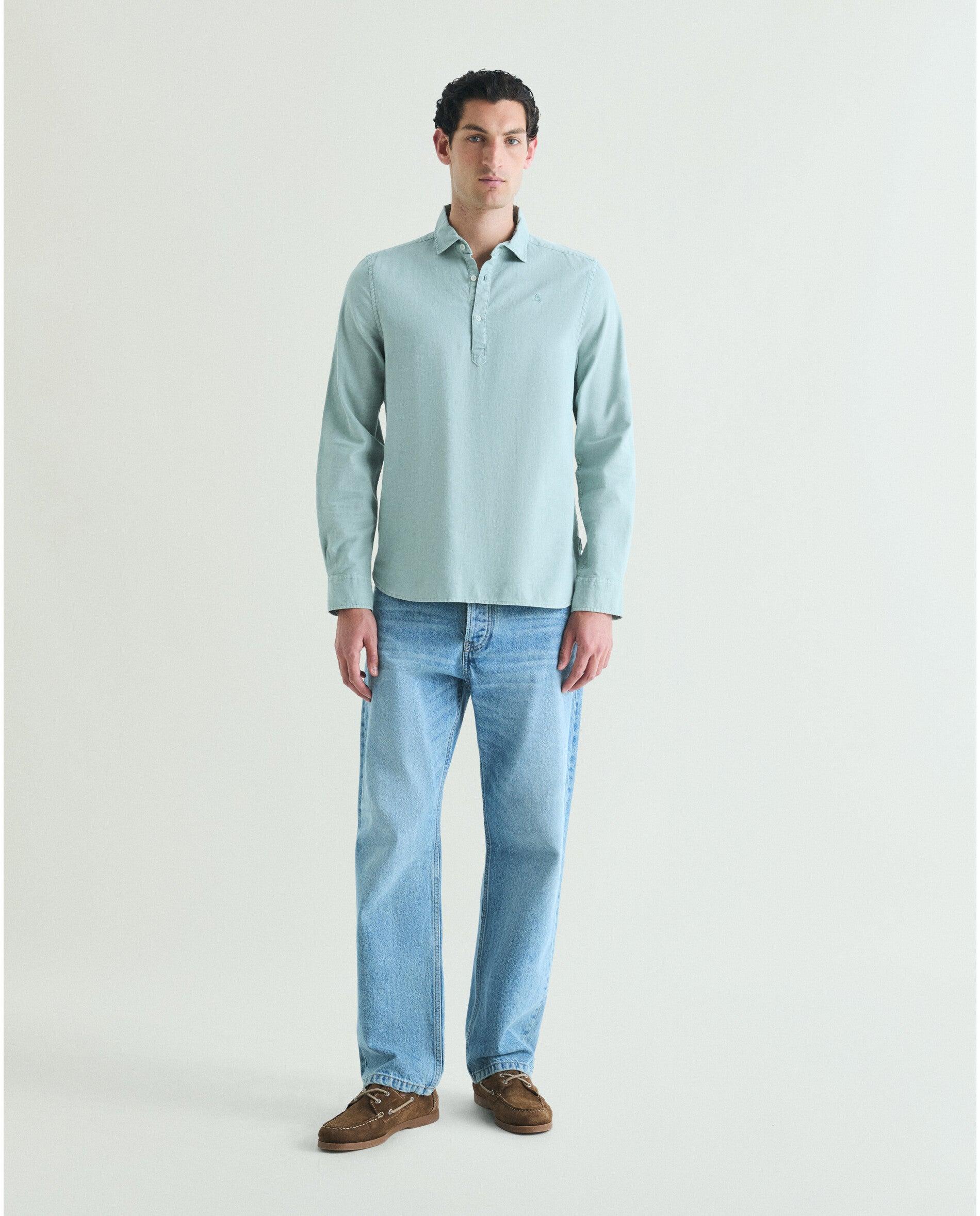Camisa Regular Fit Tipo Polo Azul-celeste-3