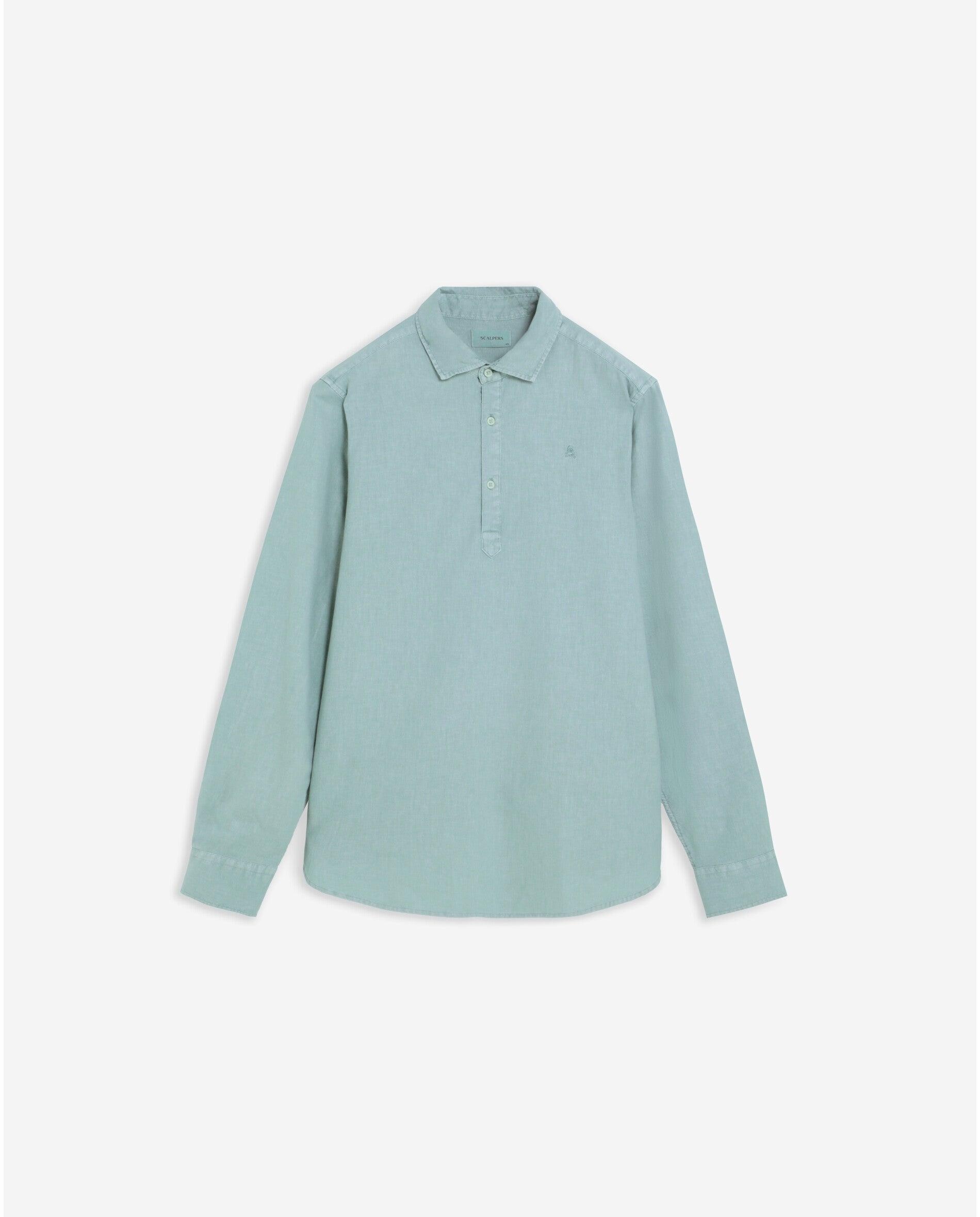 Camisa Regular Fit Tipo Polo Azul-celeste-5