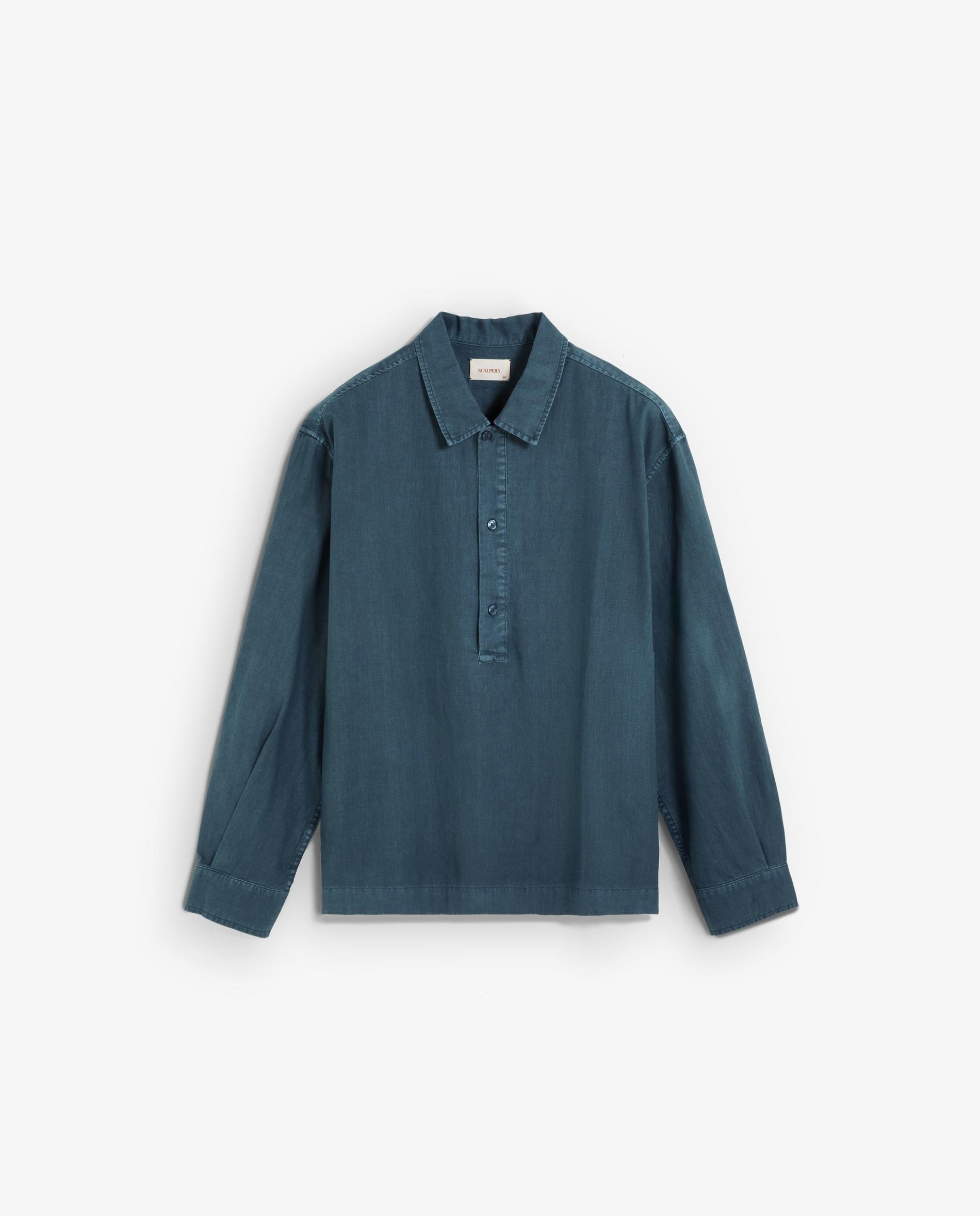 Camisa de Manga Comprida com Gola Polo Navy-4