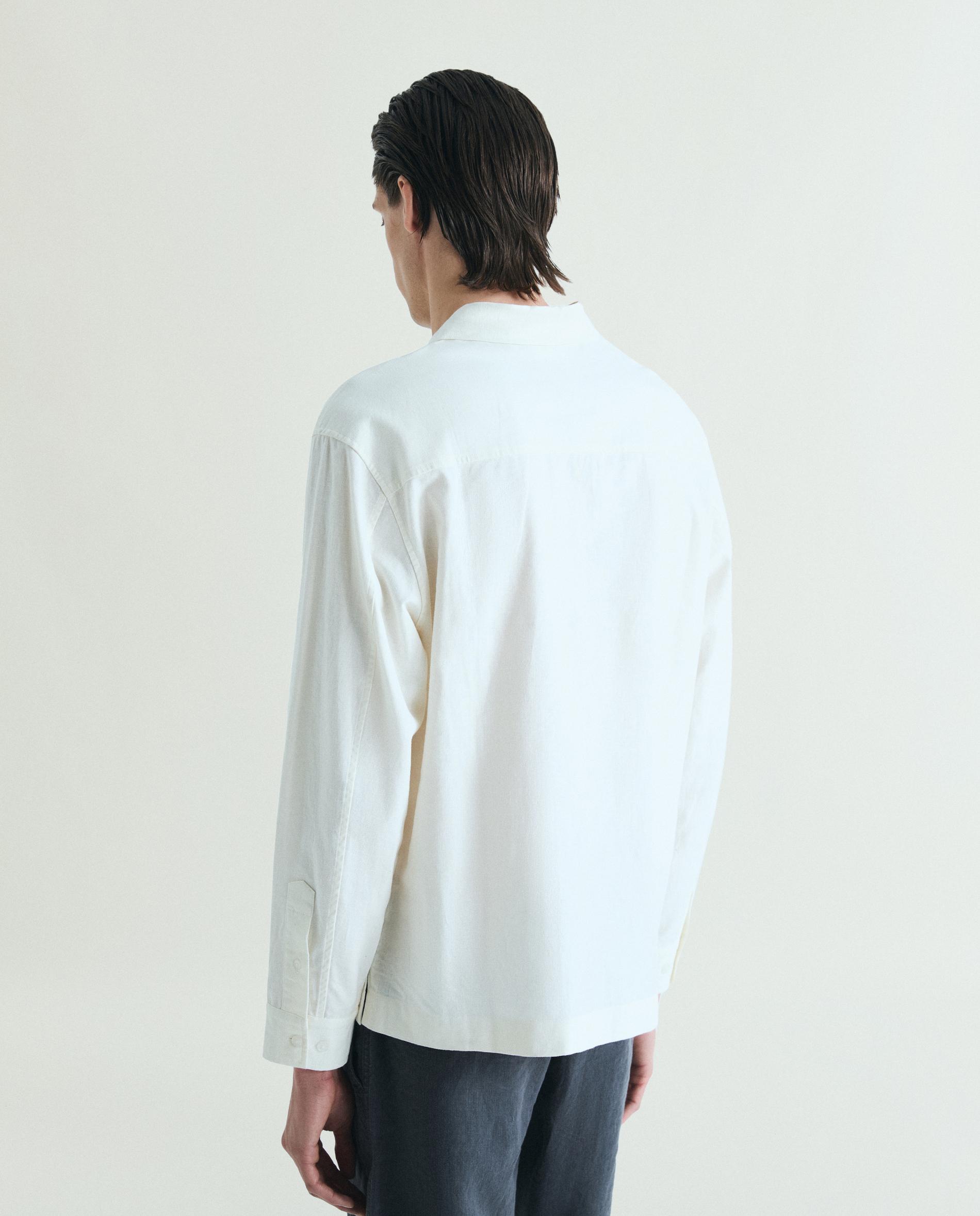 Camisa de Manga Comprida com Gola Polo Branco-2