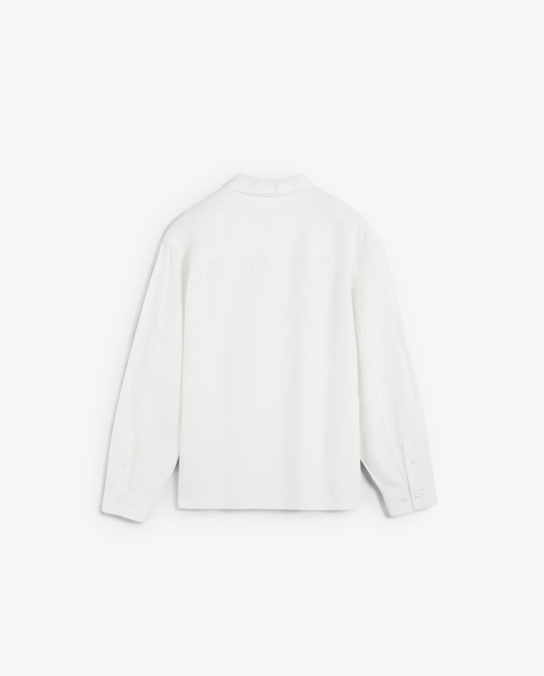 Camisa de Manga Comprida com Gola Polo Branco-5