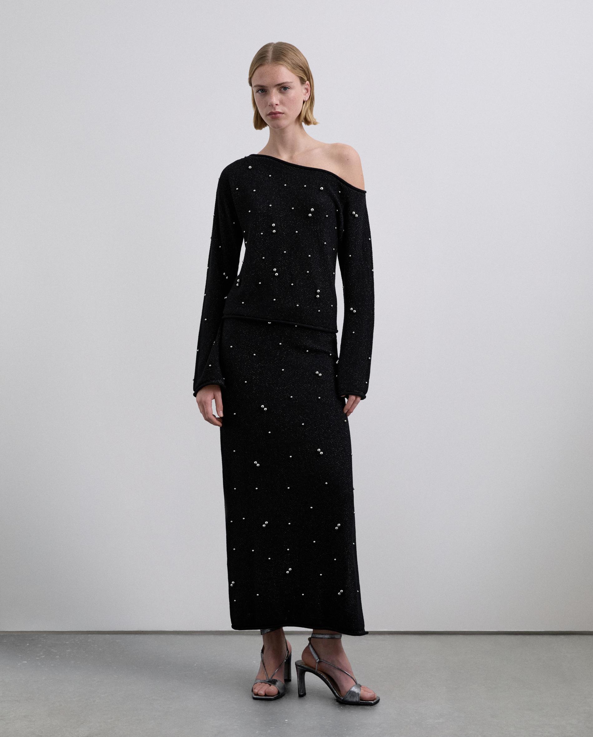 Imagem 0 de Saia com Acabamento de Malha e Aplicações Decorativas