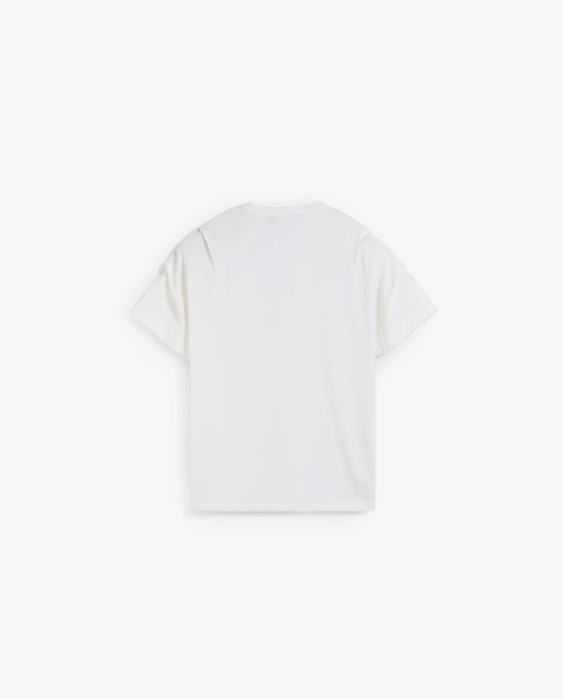 T-shirt de Manga Curta com Correntes Decorativas Branco-6