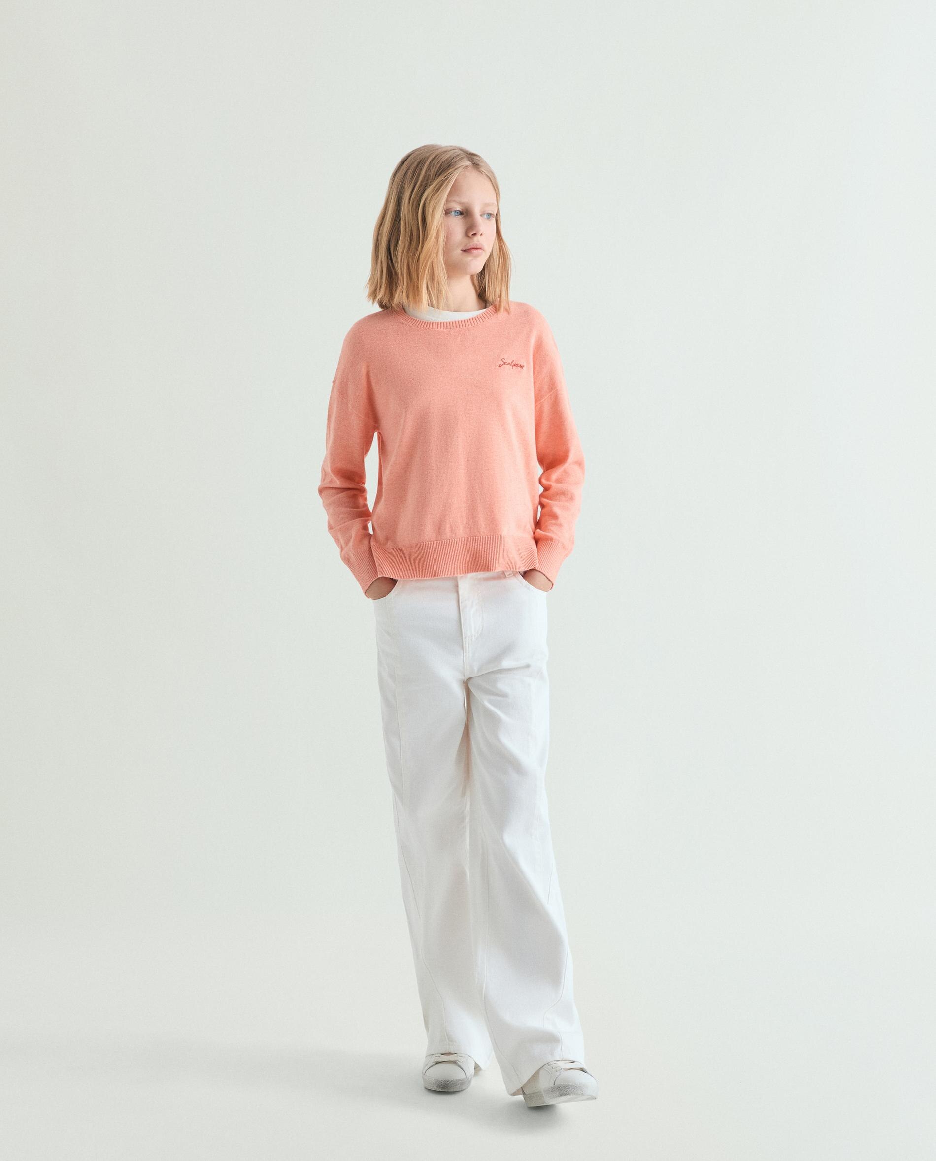 Camisola Infantil com Gola Redonda e Caveira Posterior Scalpers Coral-2