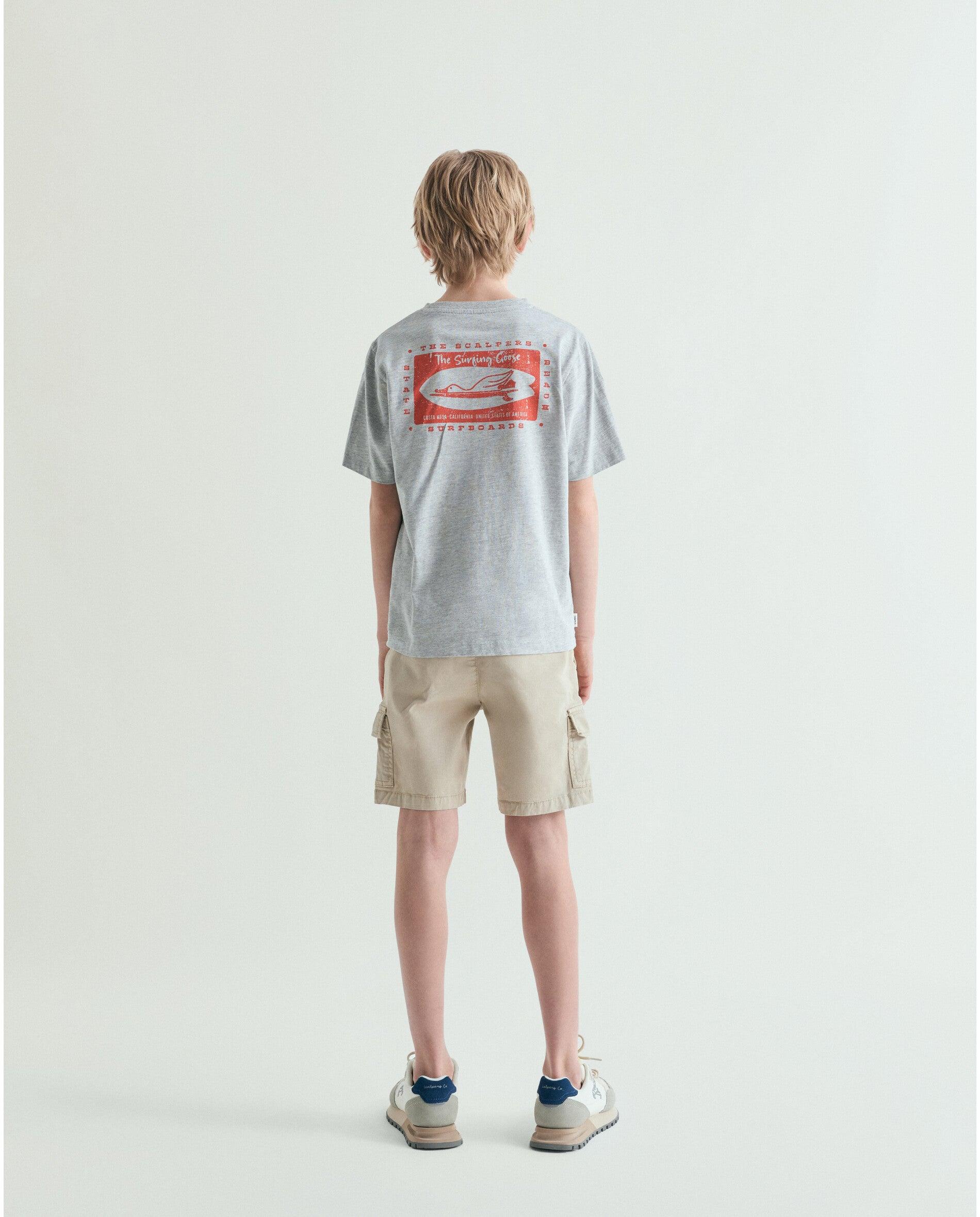 Bermuda Infantil com Bolsos Cargo e Cintura Elástica Scalpers Bege-5