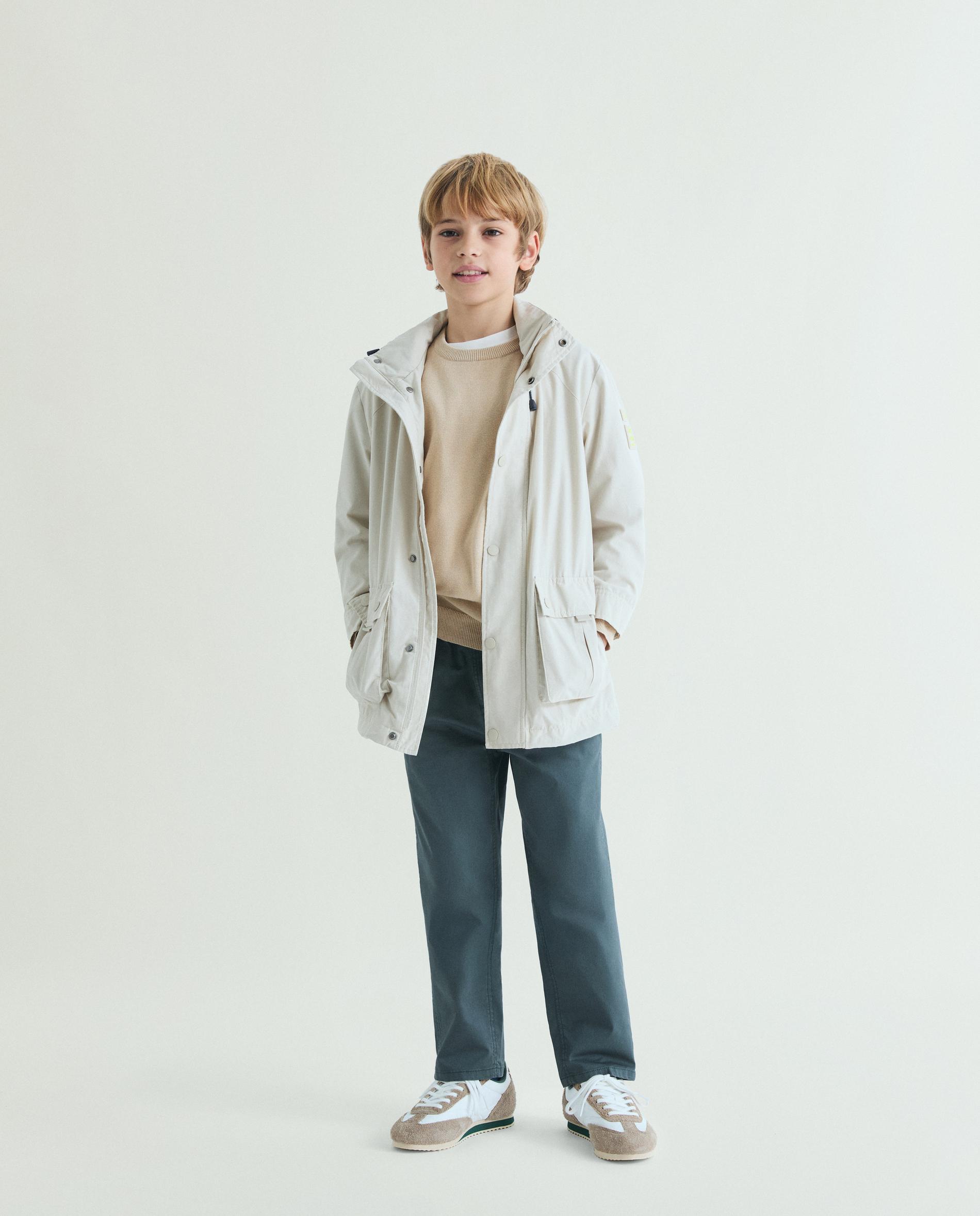 Parka Infantil com Capuz e Fecho Duplo Scalpers Branco-gelo-2