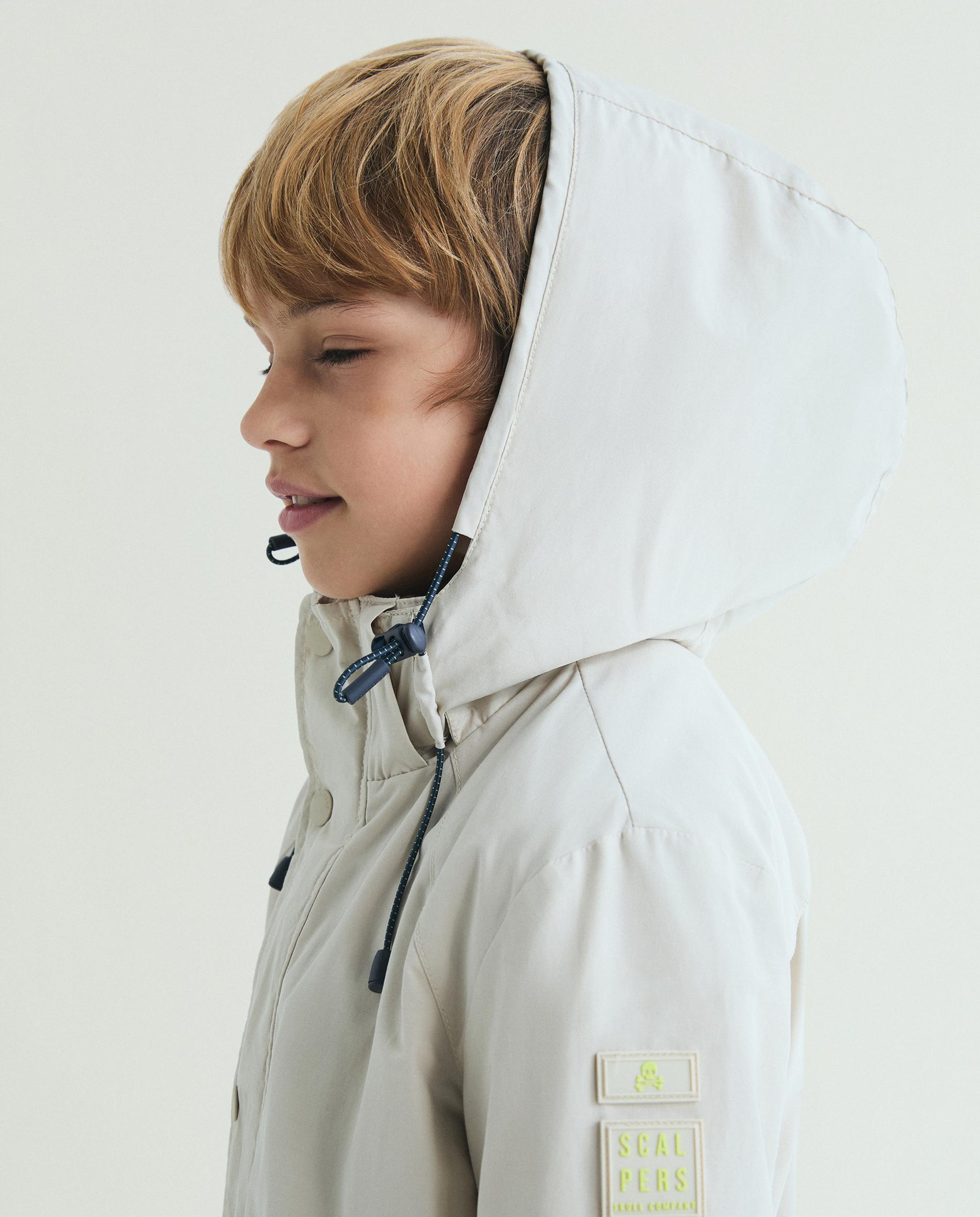Parka Infantil com Capuz e Fecho Duplo Scalpers Branco-gelo-6
