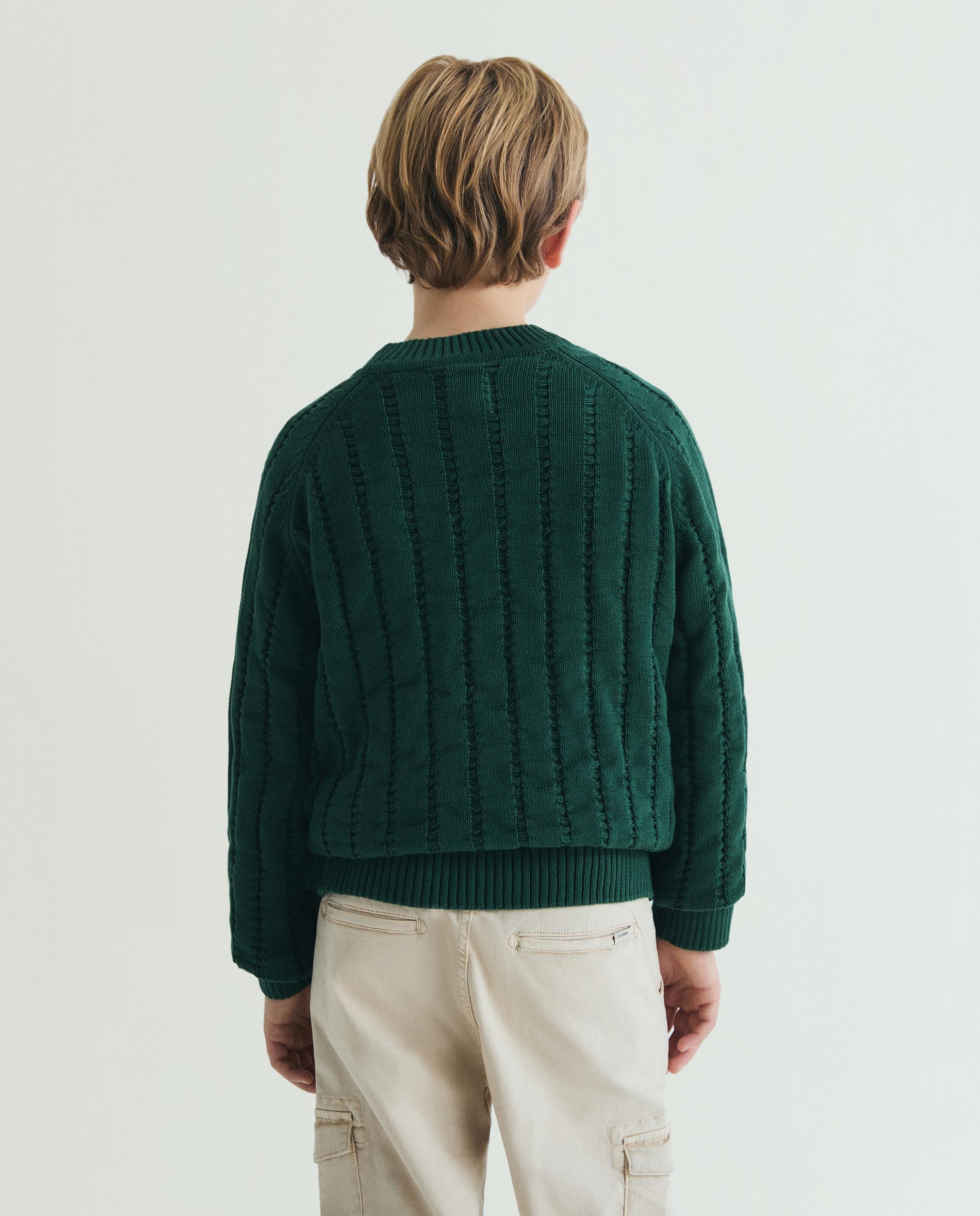 Camisola Infantil Canelada com Gola Redonda Scalpers Verde-escuro-3