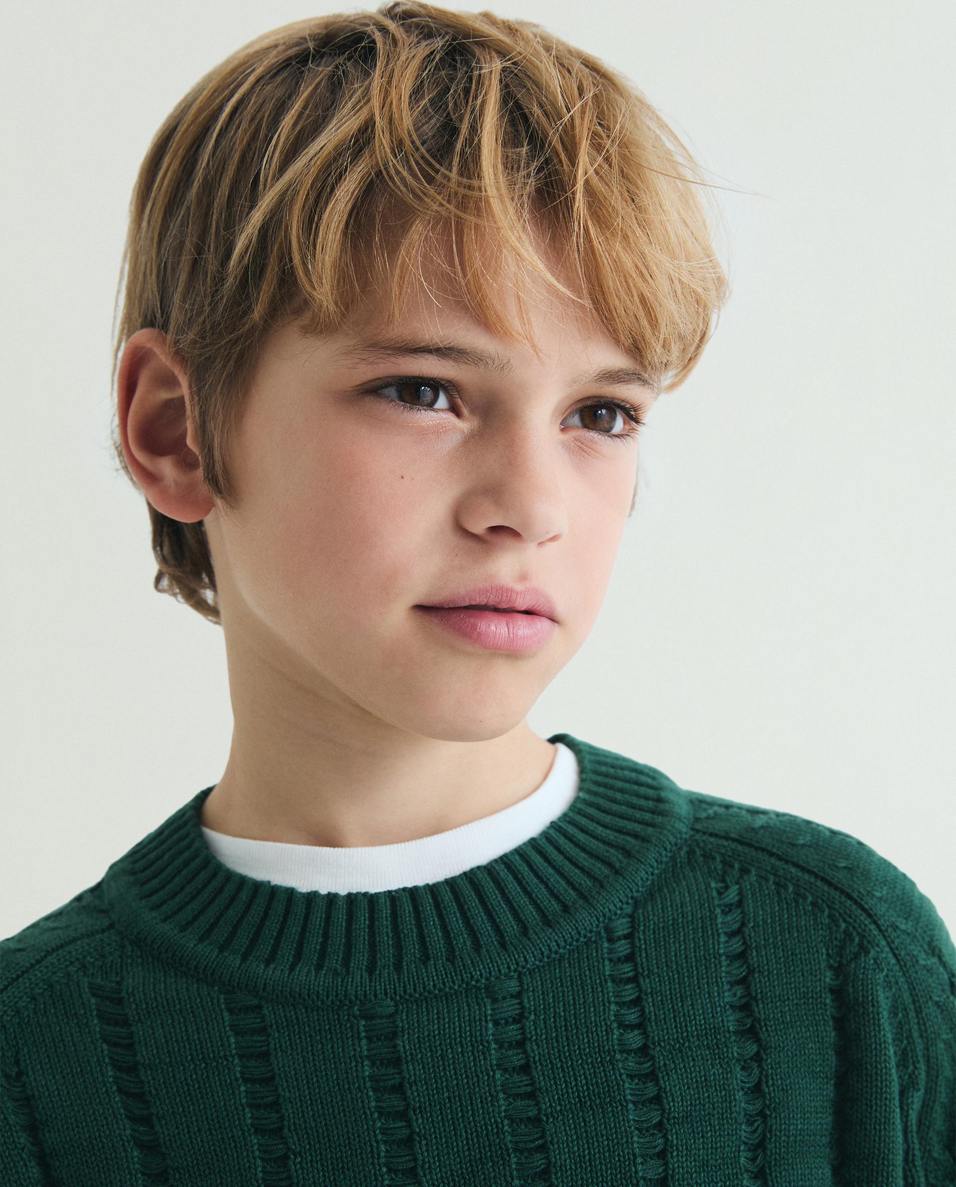 Camisola Infantil Canelada com Gola Redonda Scalpers Verde-escuro-4