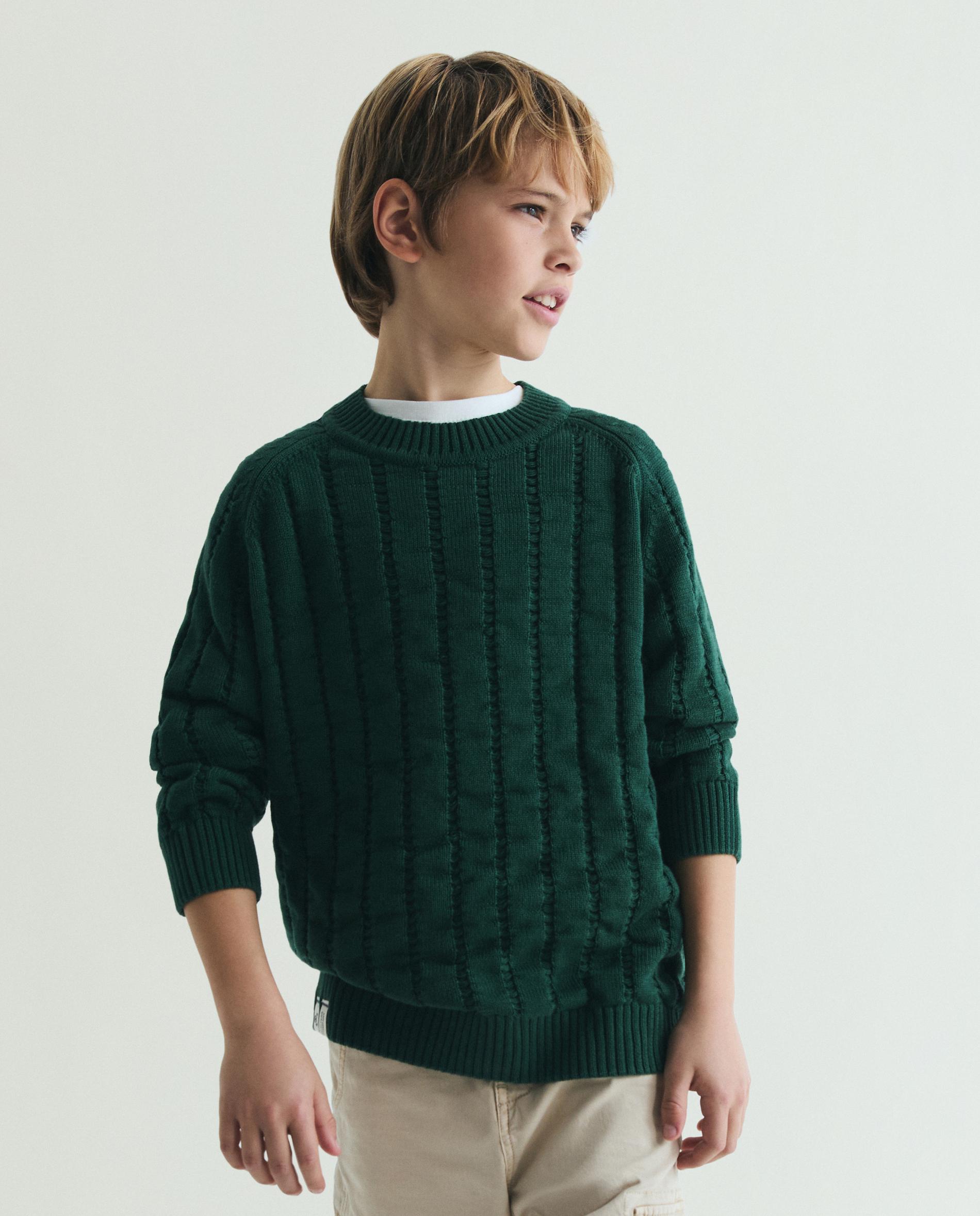 Imagem 0 de Camisola Infantil Canelada com Gola Redonda