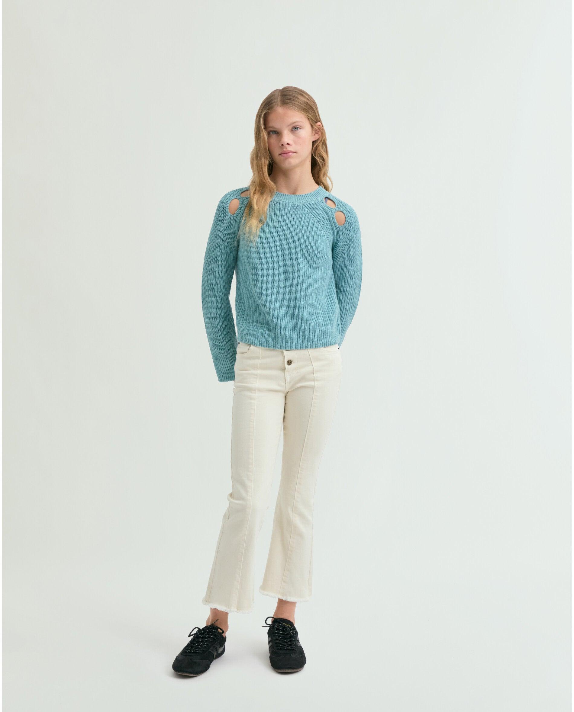 Camisola Regular Fit com Aberturas Decorativas nos Ombros Scalpers Água-marinha-3