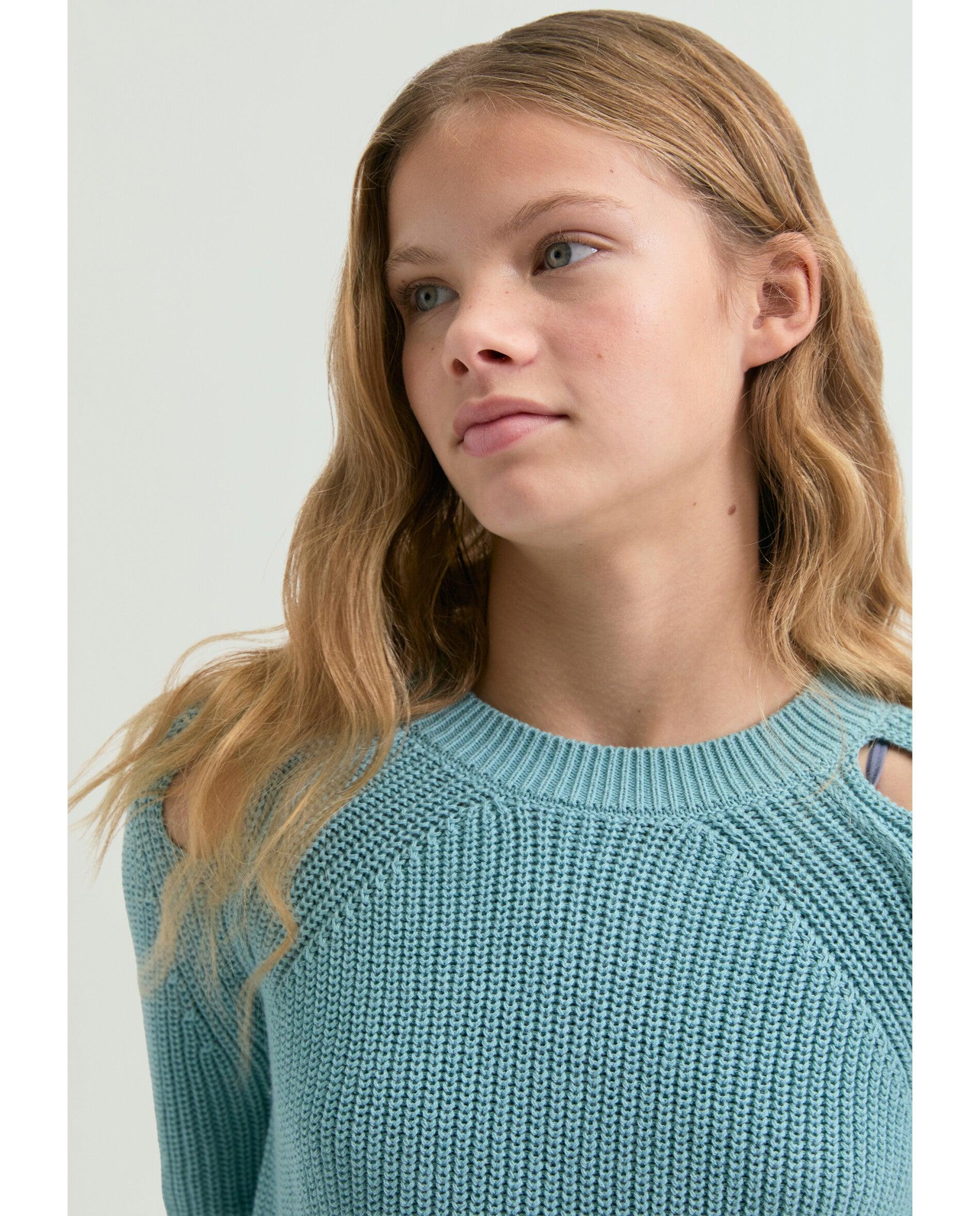 Camisola Regular Fit com Aberturas Decorativas nos Ombros Scalpers Água-marinha-6