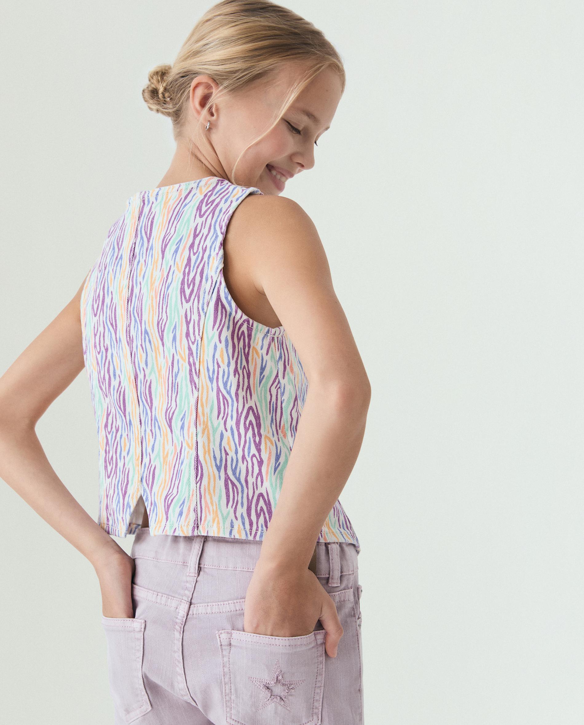 Top Infantil com Botões e Estampado Multicolor Multicolor-2