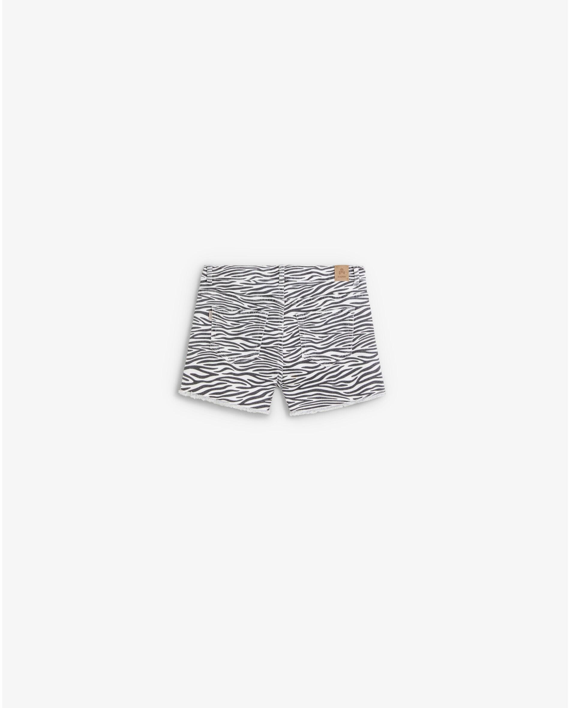 Short Infantil Animal Print com Bainha Desfiada Scalpers Preto / Branco-2