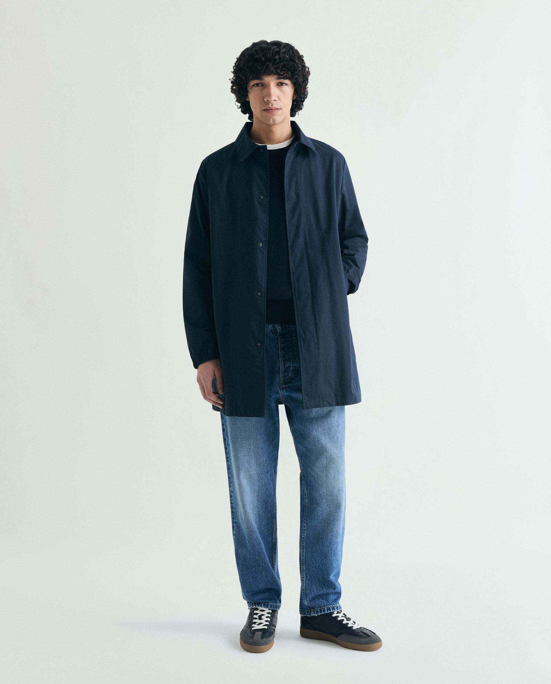 Parka Comprida com Capuz Desmontável Azul-marinho-2
