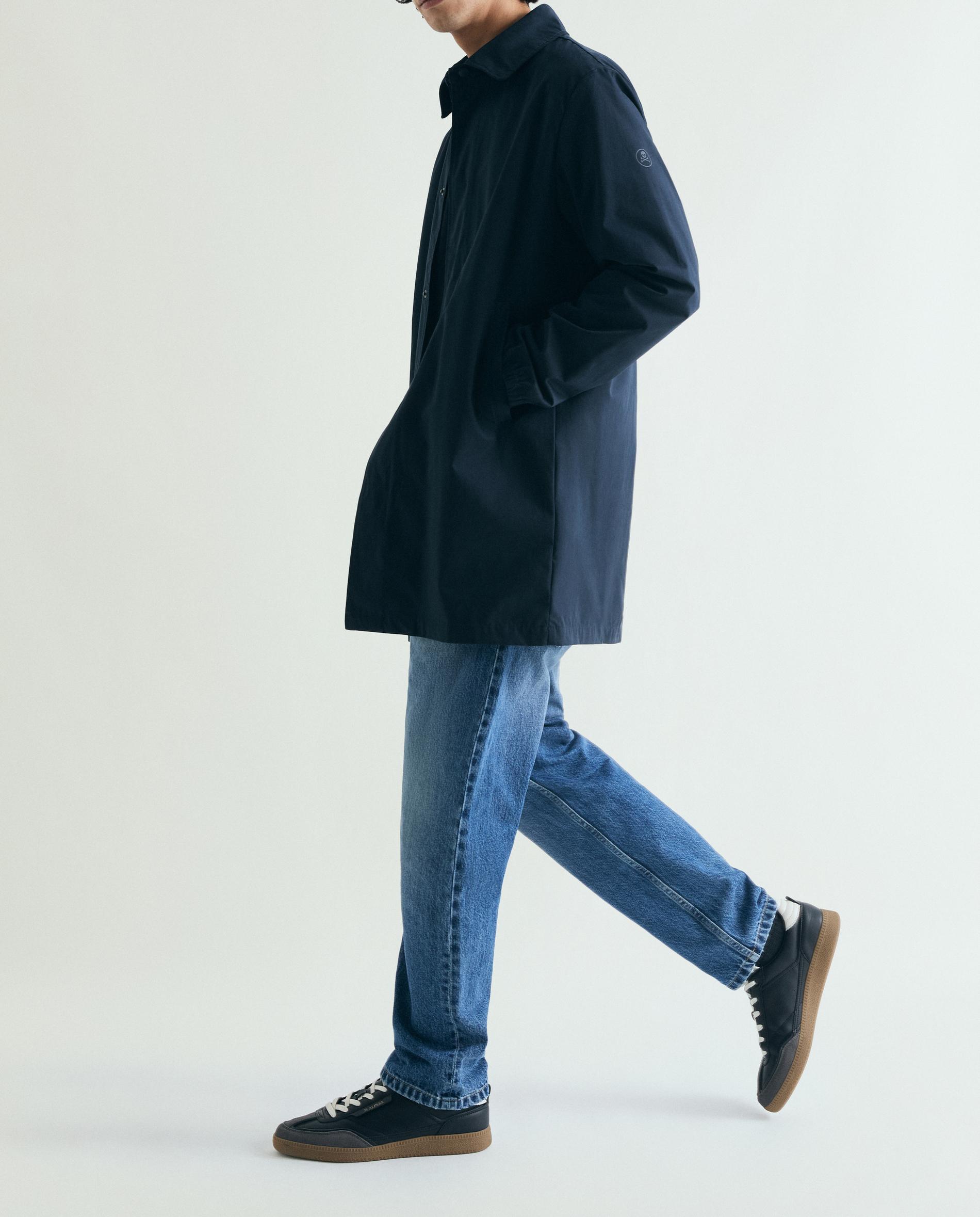 Parka Comprida com Capuz Desmontável Azul-marinho-3