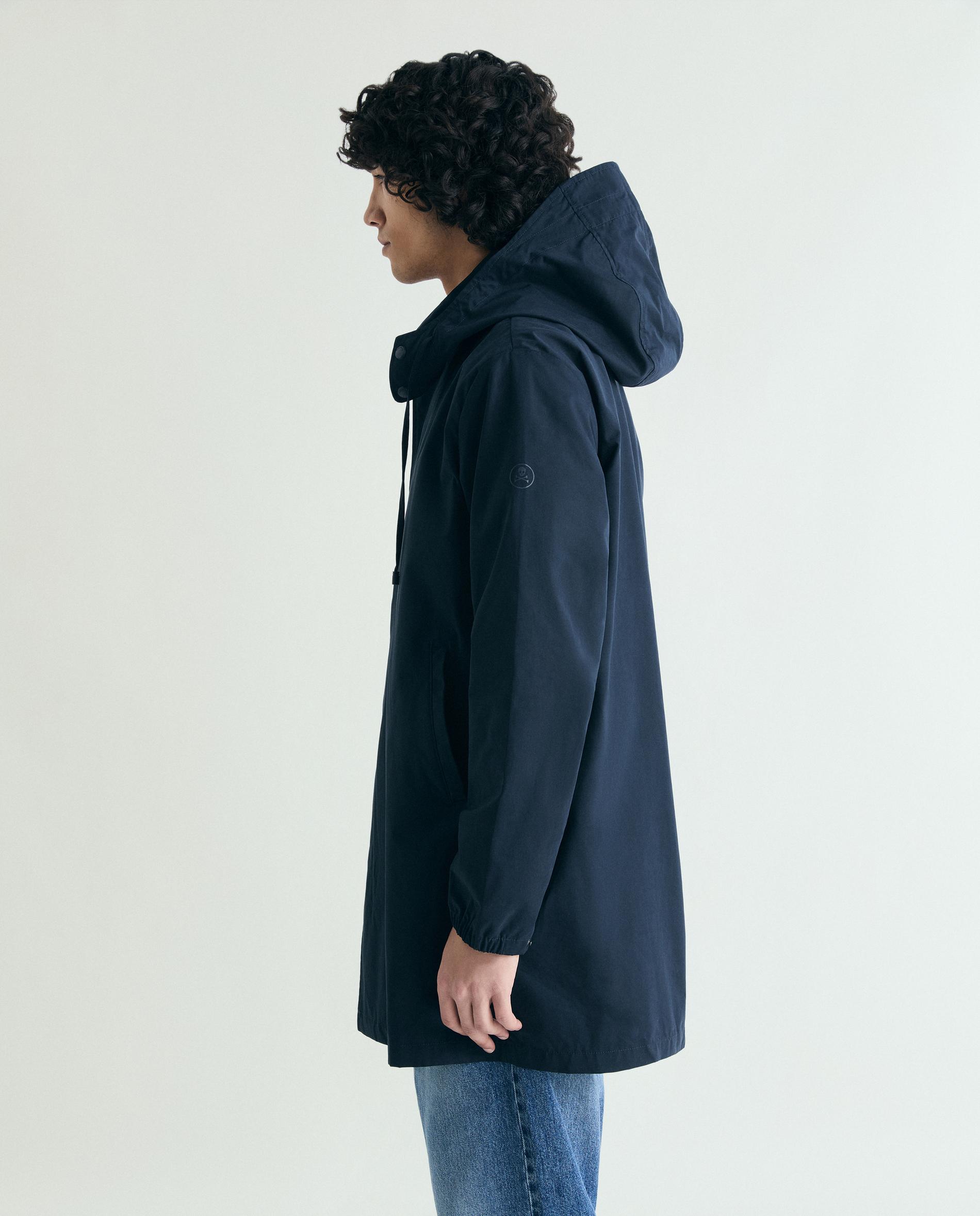 Parka Comprida com Capuz Desmontável Azul-marinho-6